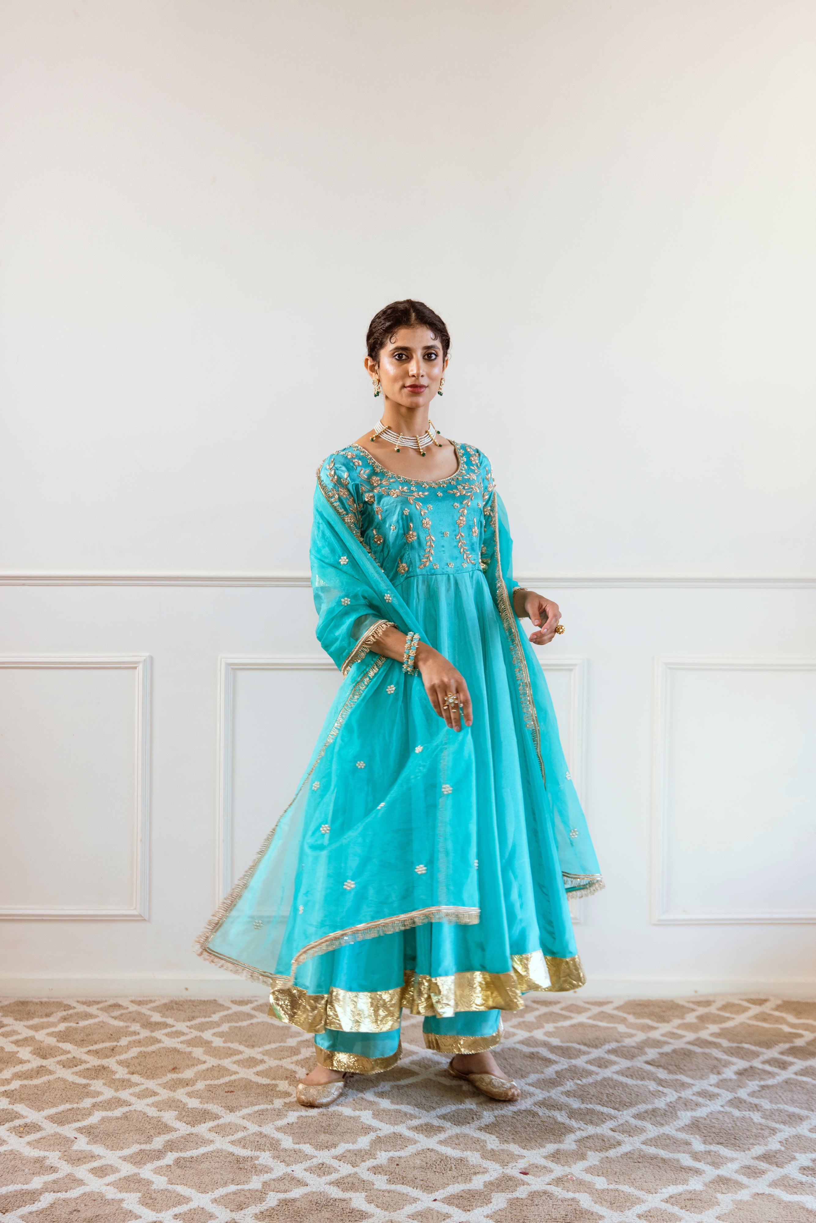Salma Sitara turquoise Anarkali Set