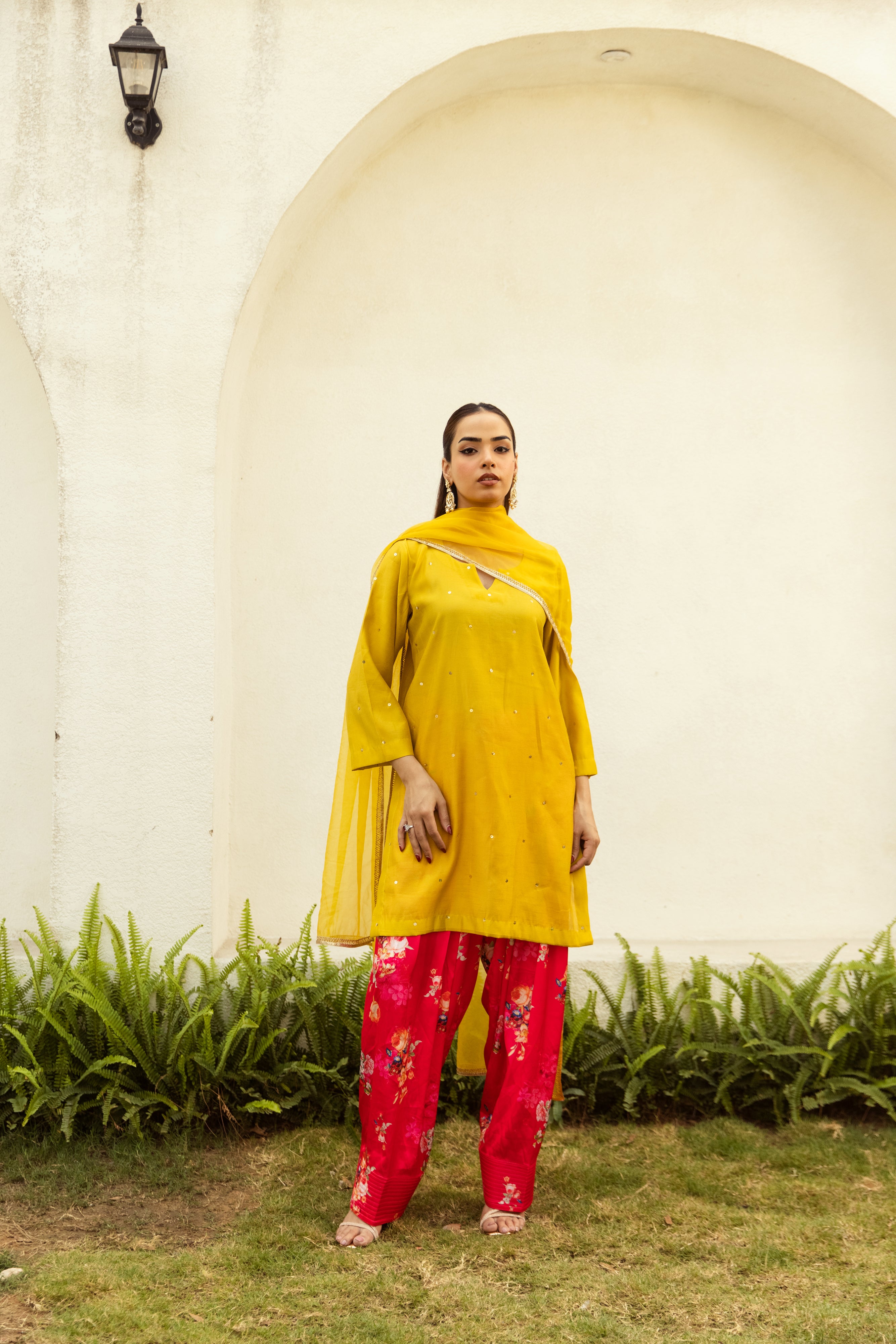 Noor Farshi Salwar Mustard set