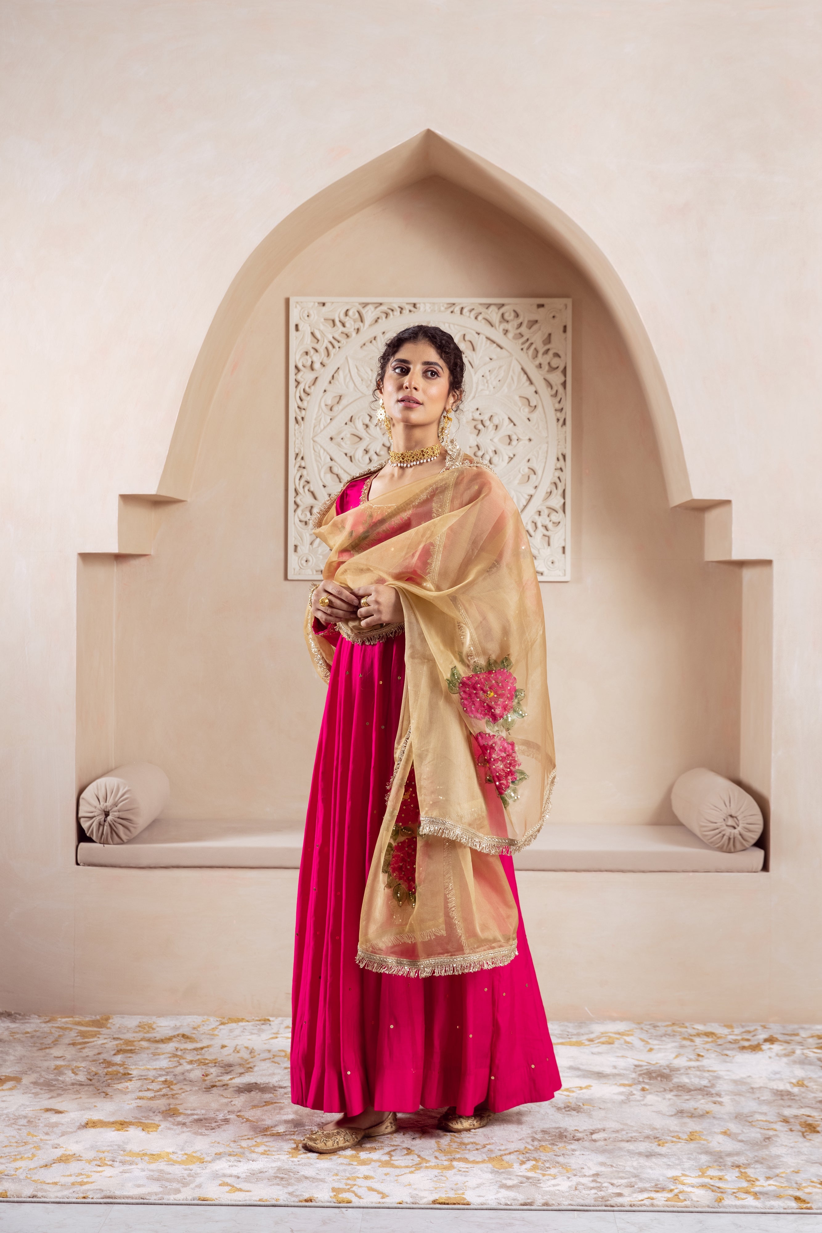 GULNAZ Rani hand painted Anarkali set