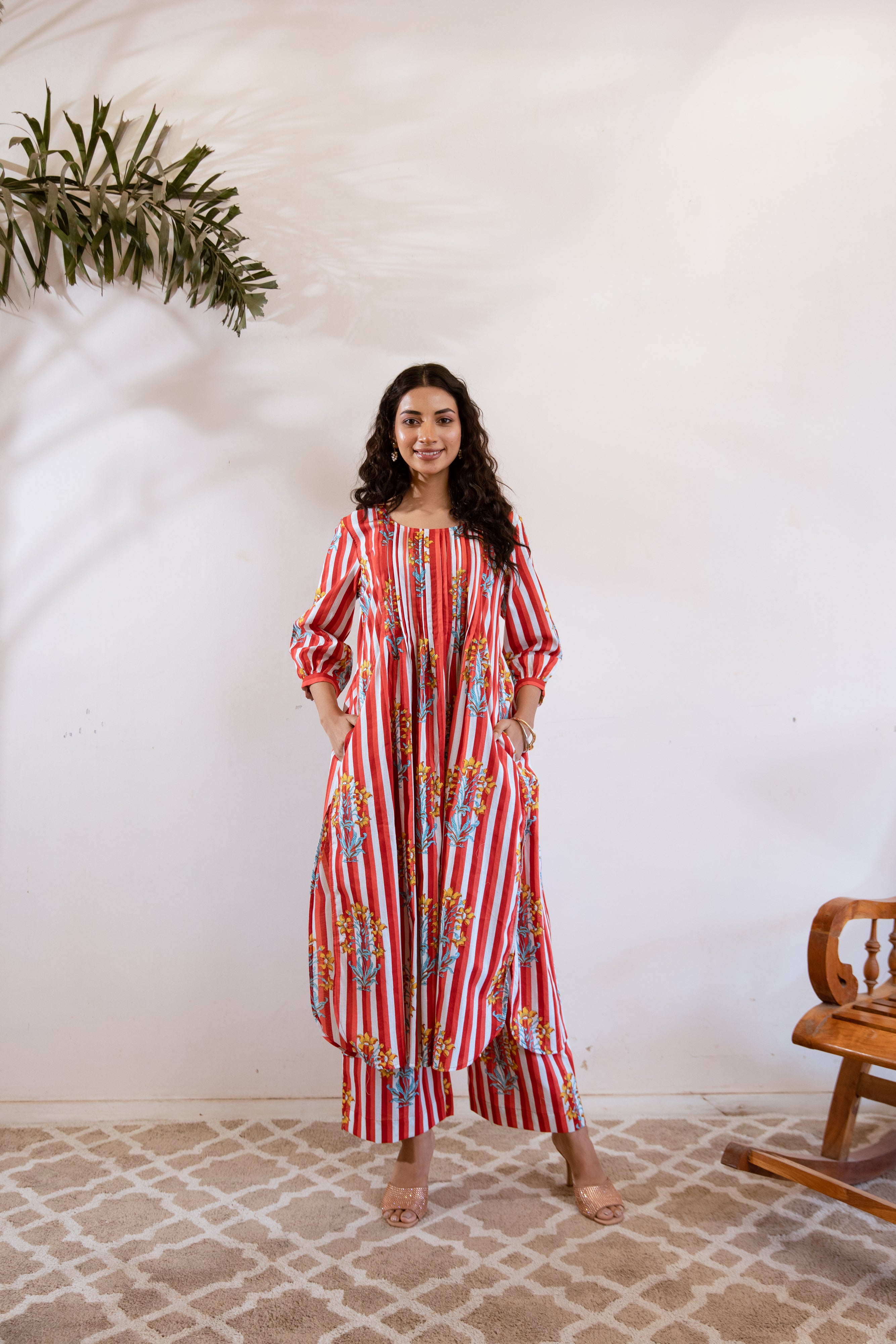 Bagh Red stripe twin set