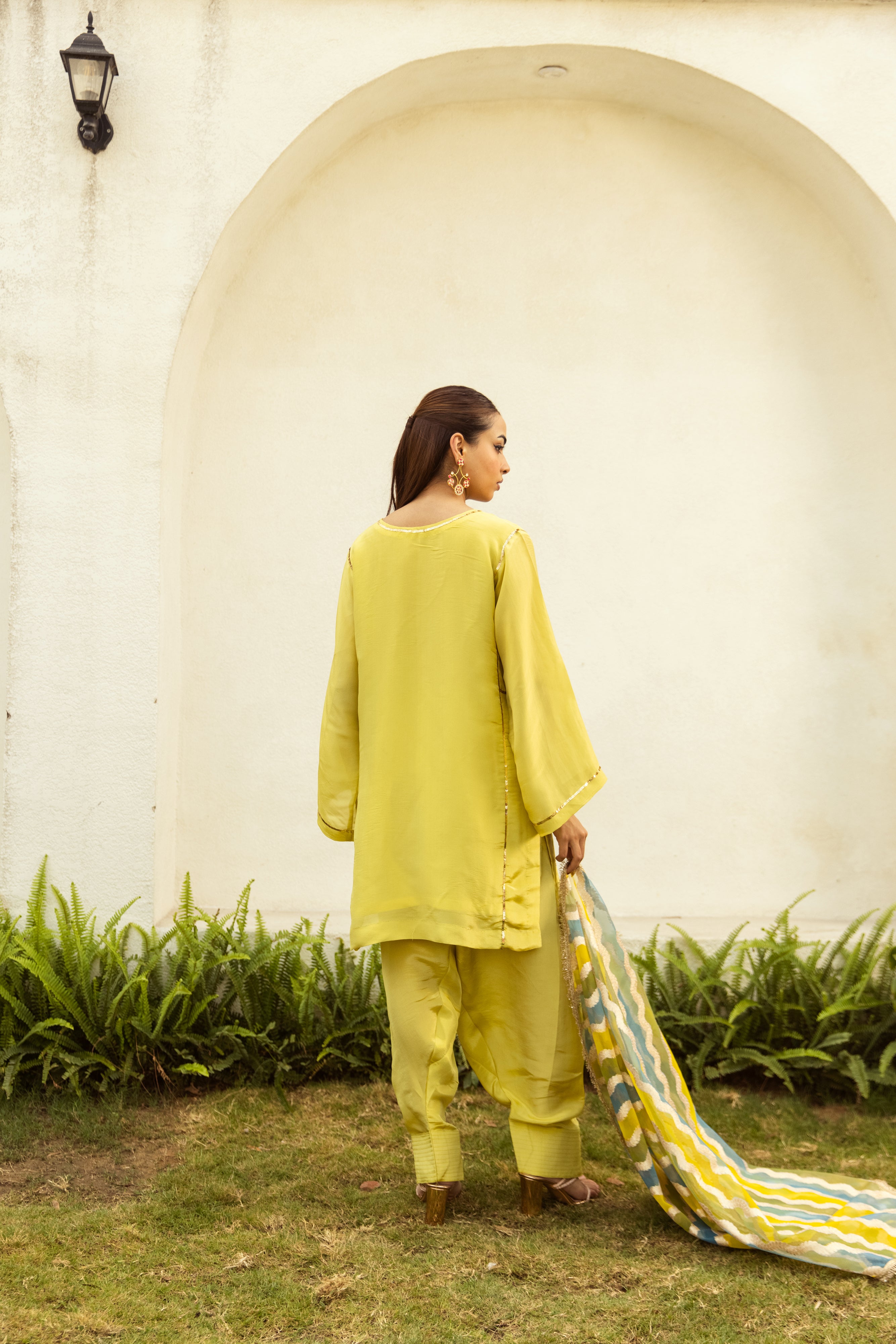 Noor Farshi Salwar Lime Green set