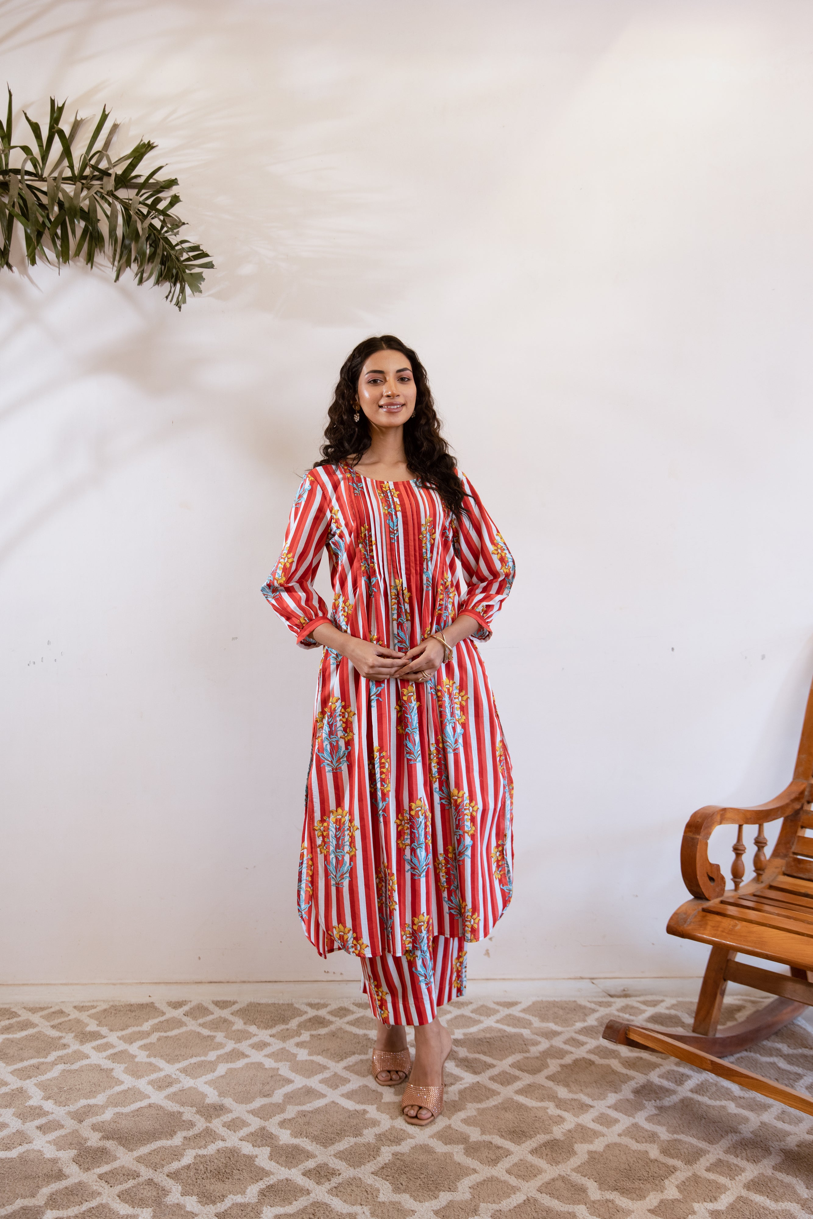 Bagh Red stripe twin set