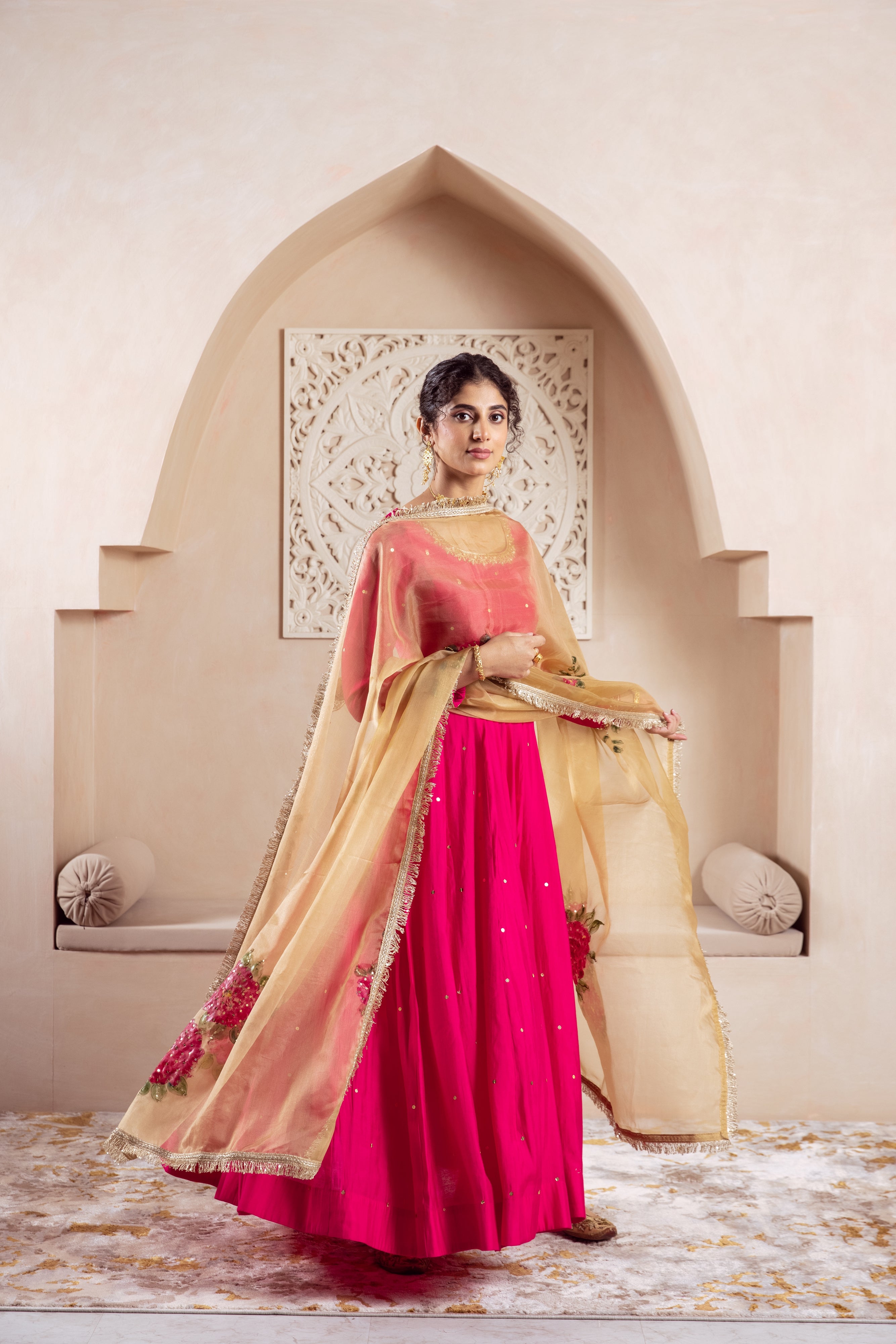 GULNAZ Rani hand painted Anarkali set