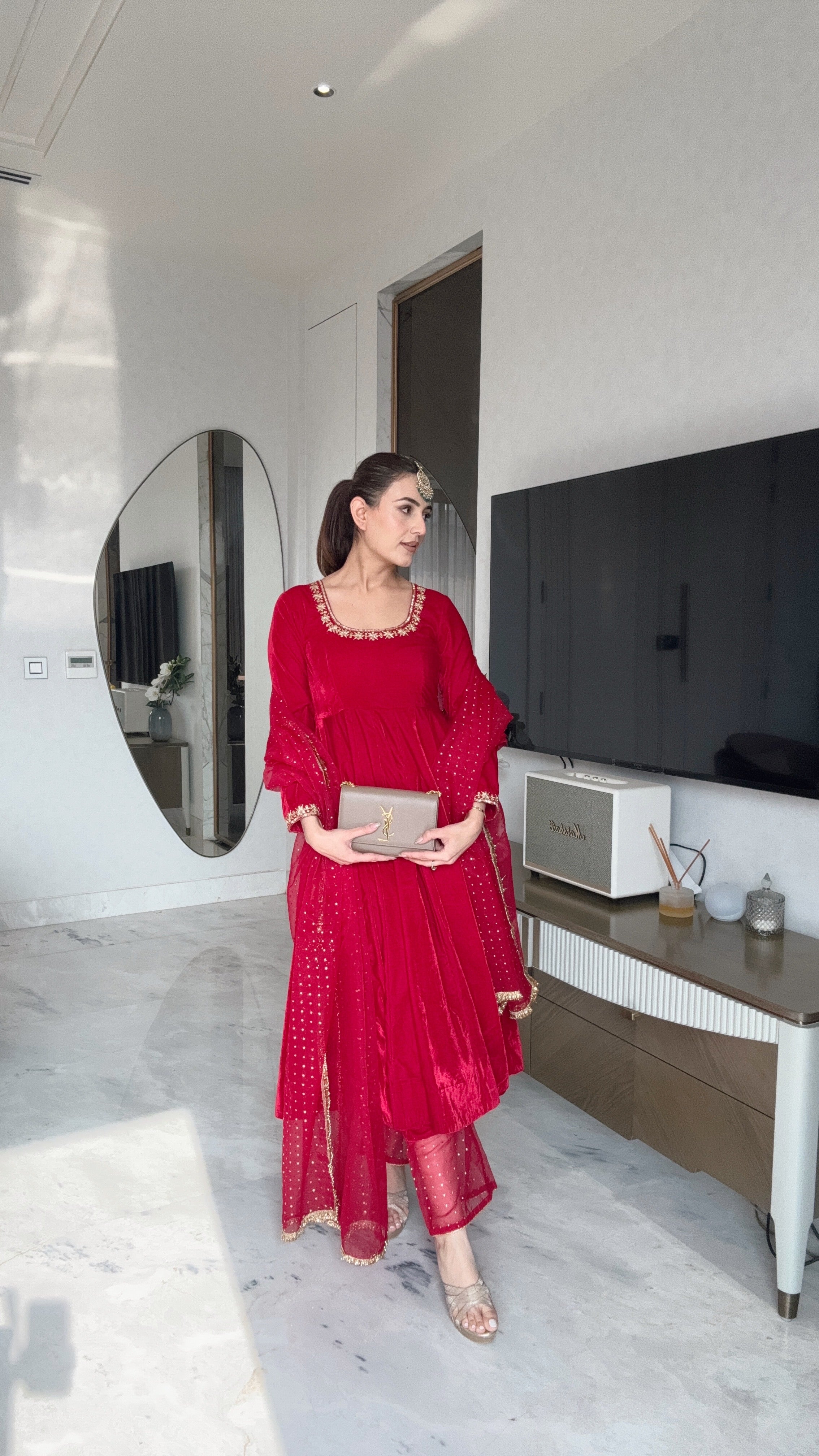 Khwabidah Maroon Anarkali Set of 3