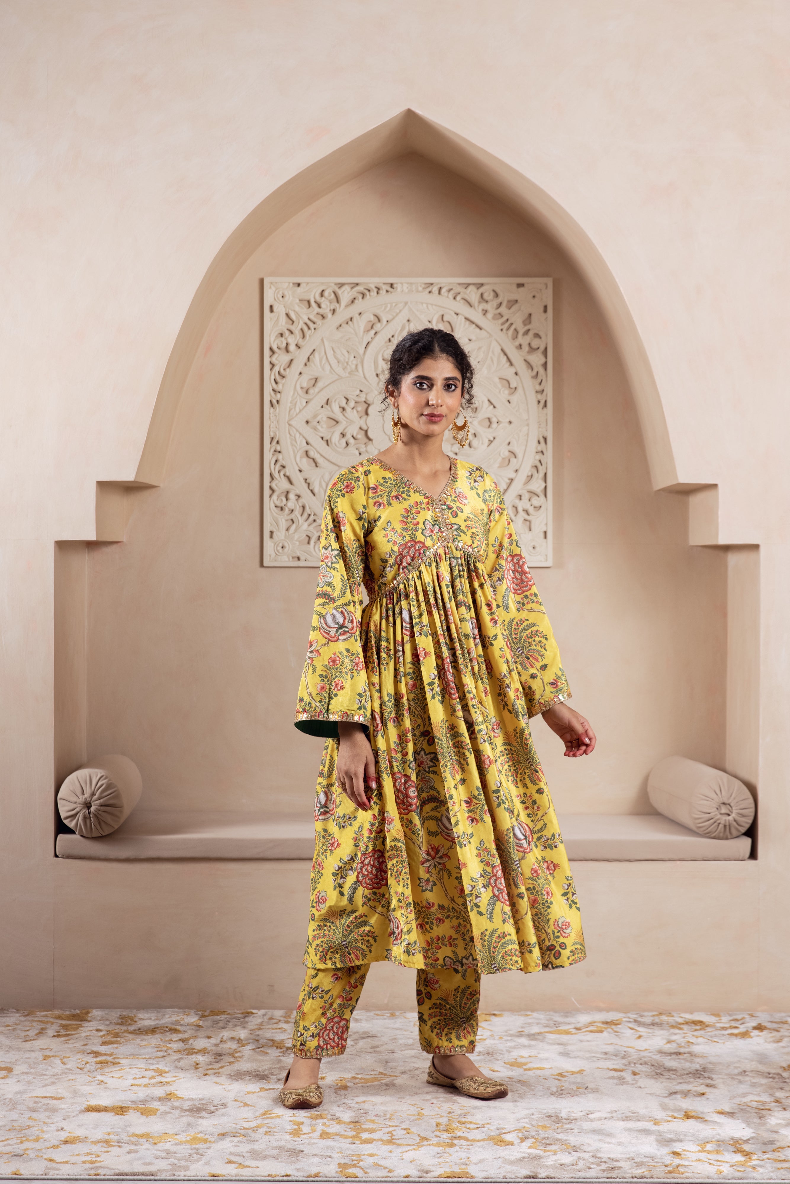 FIRGUN YELLOW VELVET TWIN SET