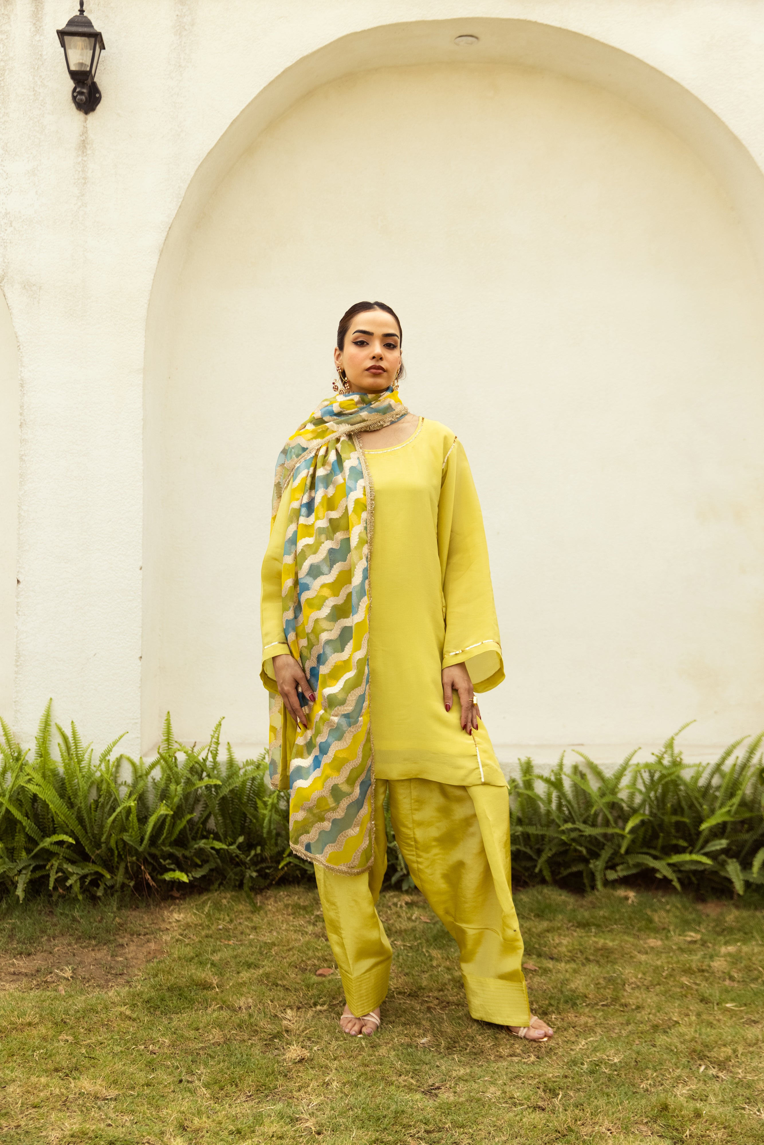 Noor Farshi Salwar Lime Green set