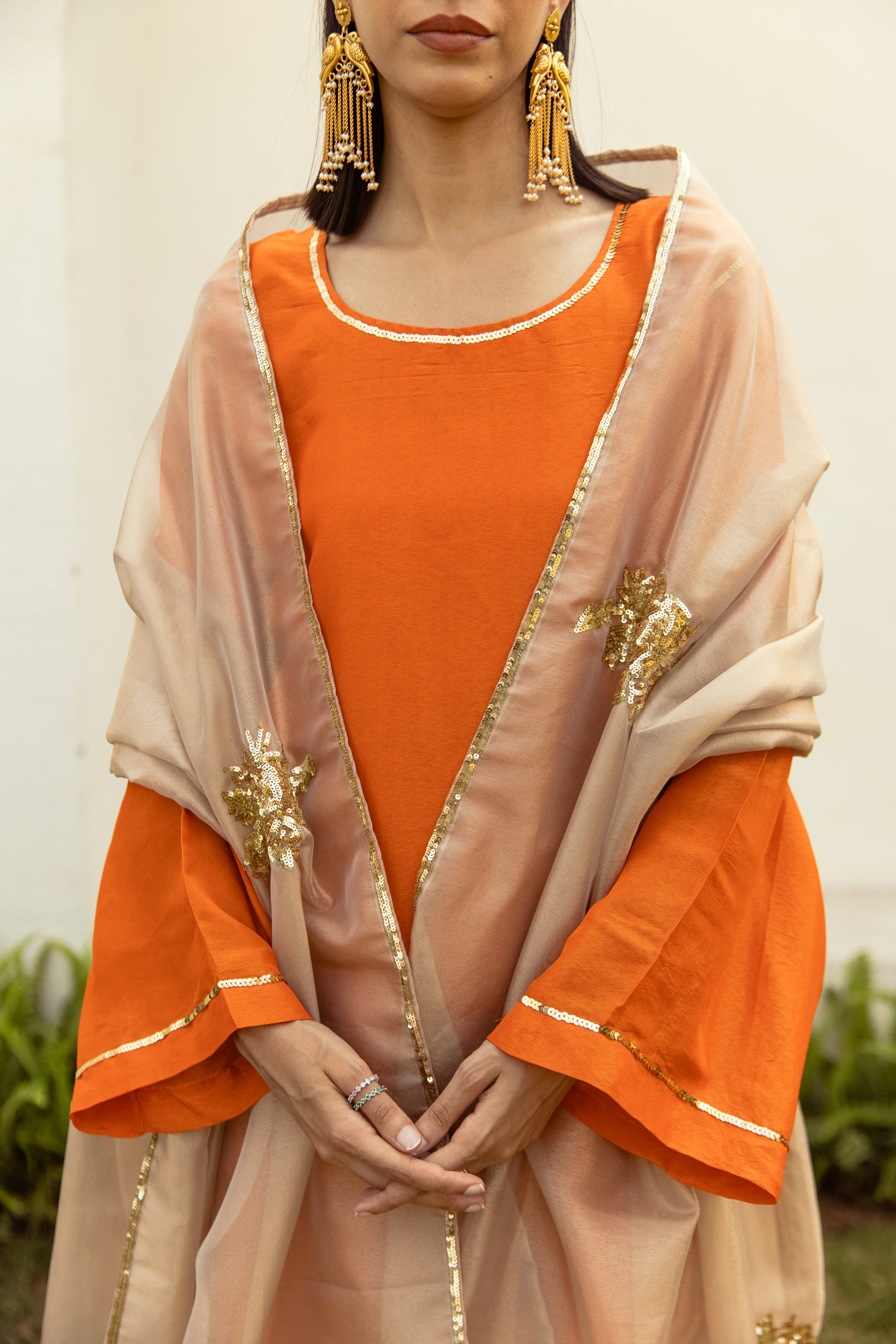 Noor Farshi Salwar Orange Set - Golden