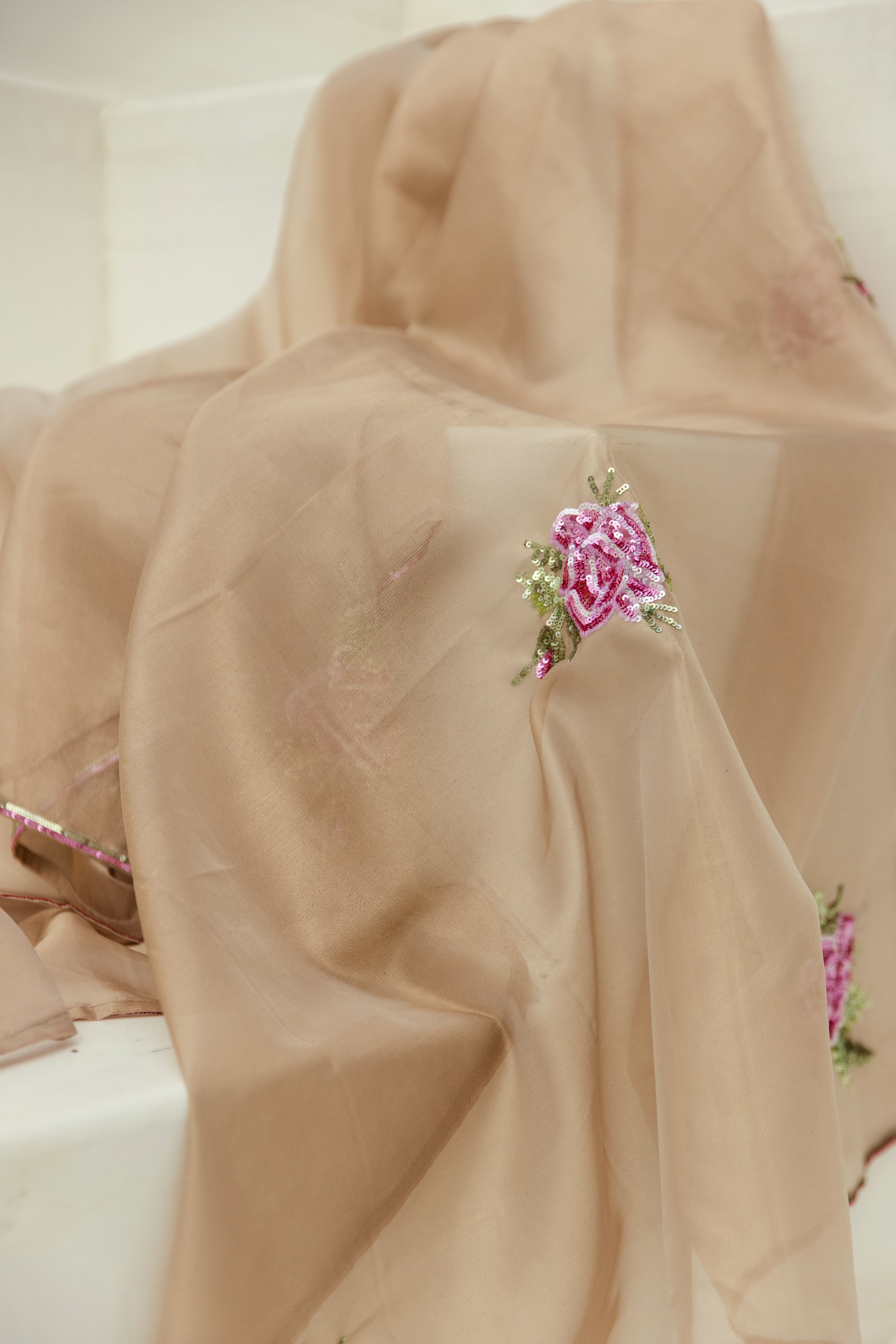 Noor Pink floral dupatta