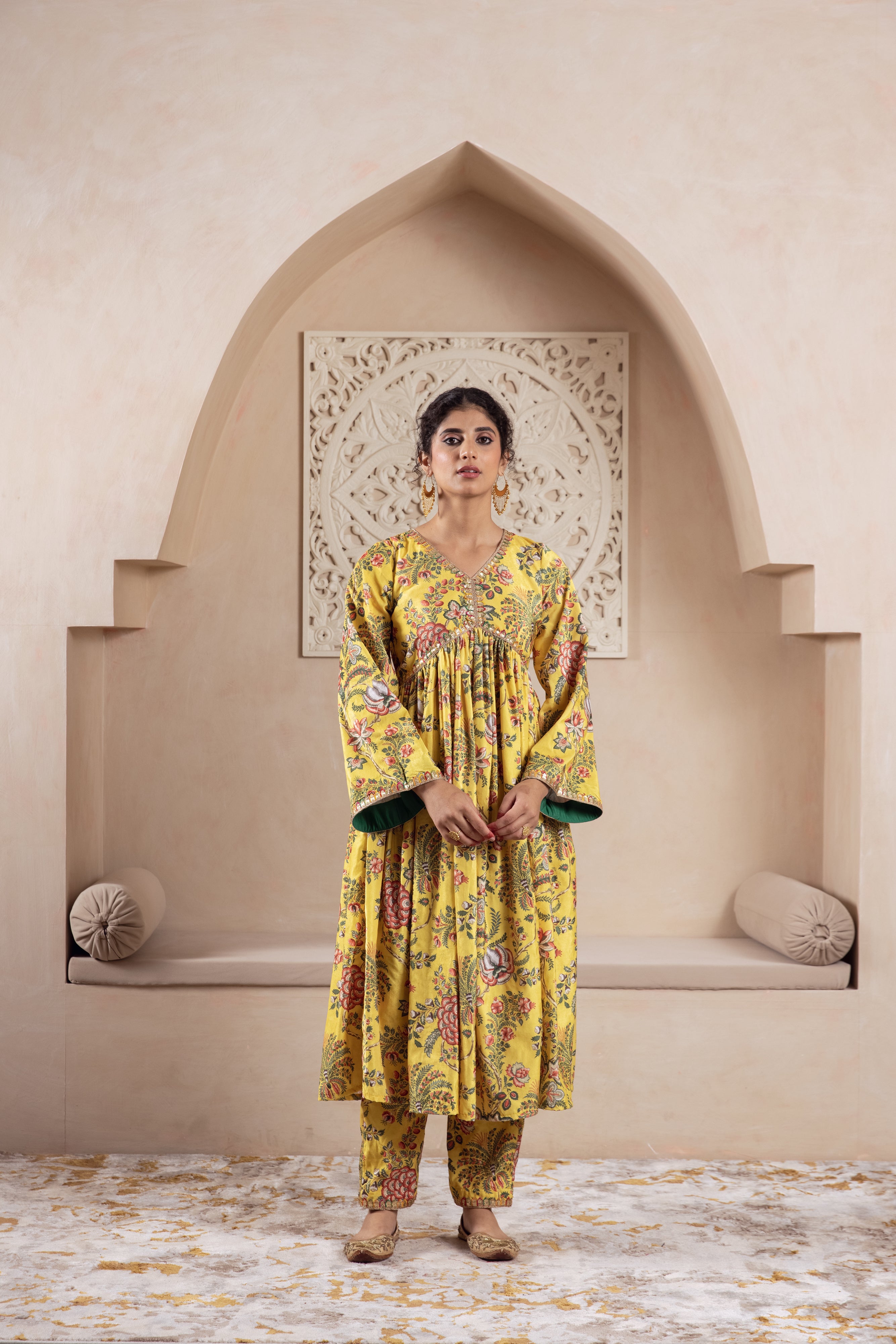 FIRGUN YELLOW VELVET TWIN SET