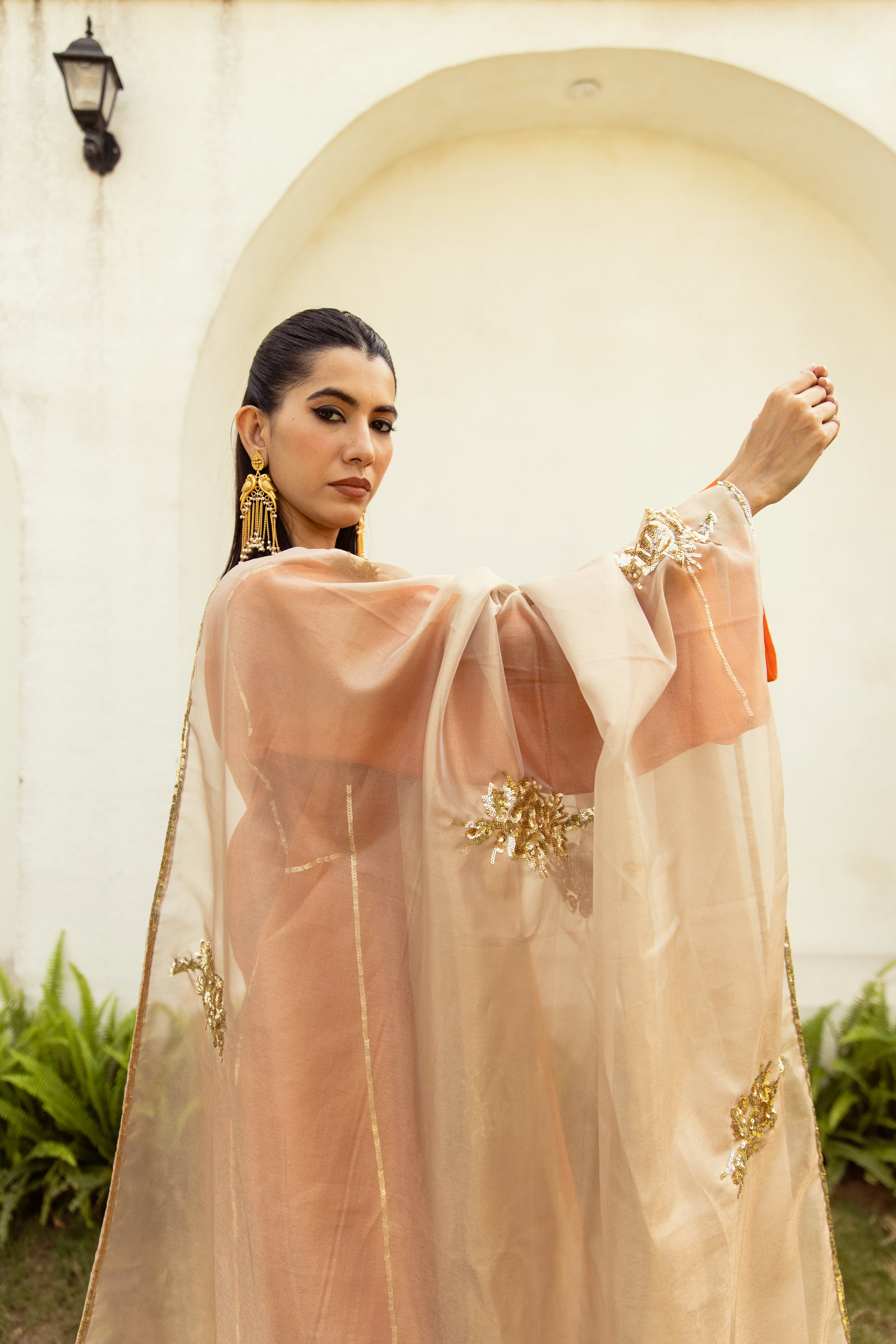 Noor Golden floral Dupatta