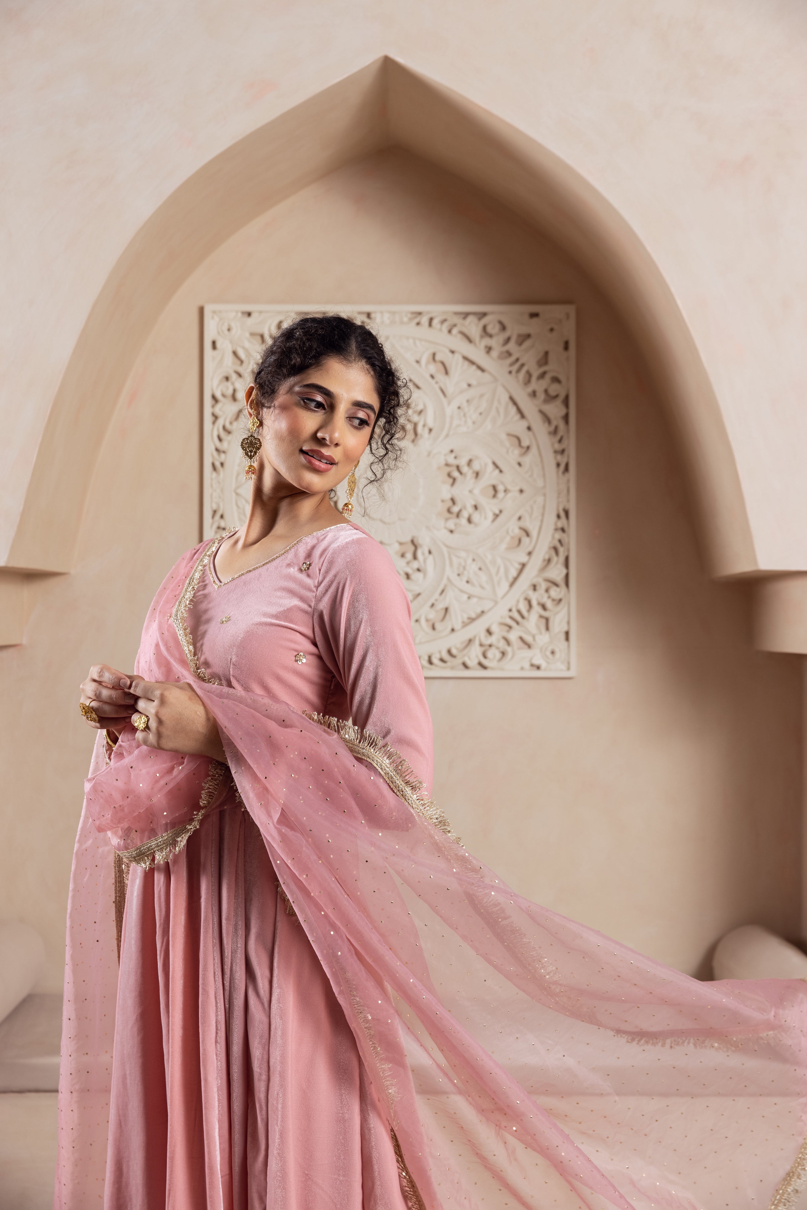 FIRGUN BABY PINK ANARKALI SET