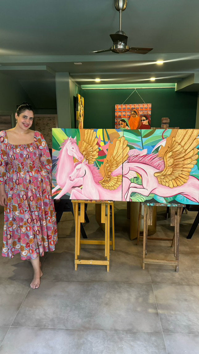 Multicoloured smocked maxi