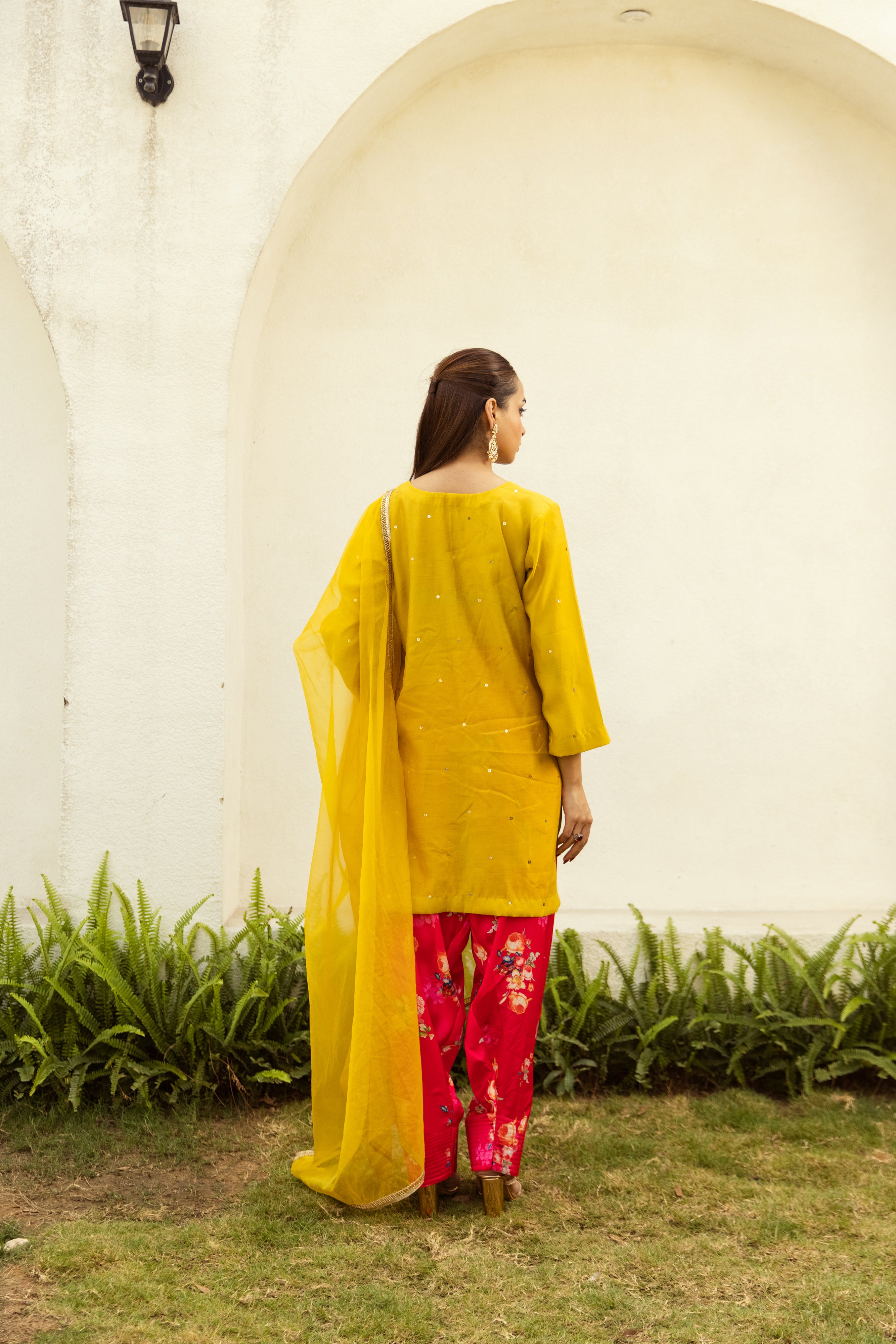 Noor Farshi Salwar Mustard set