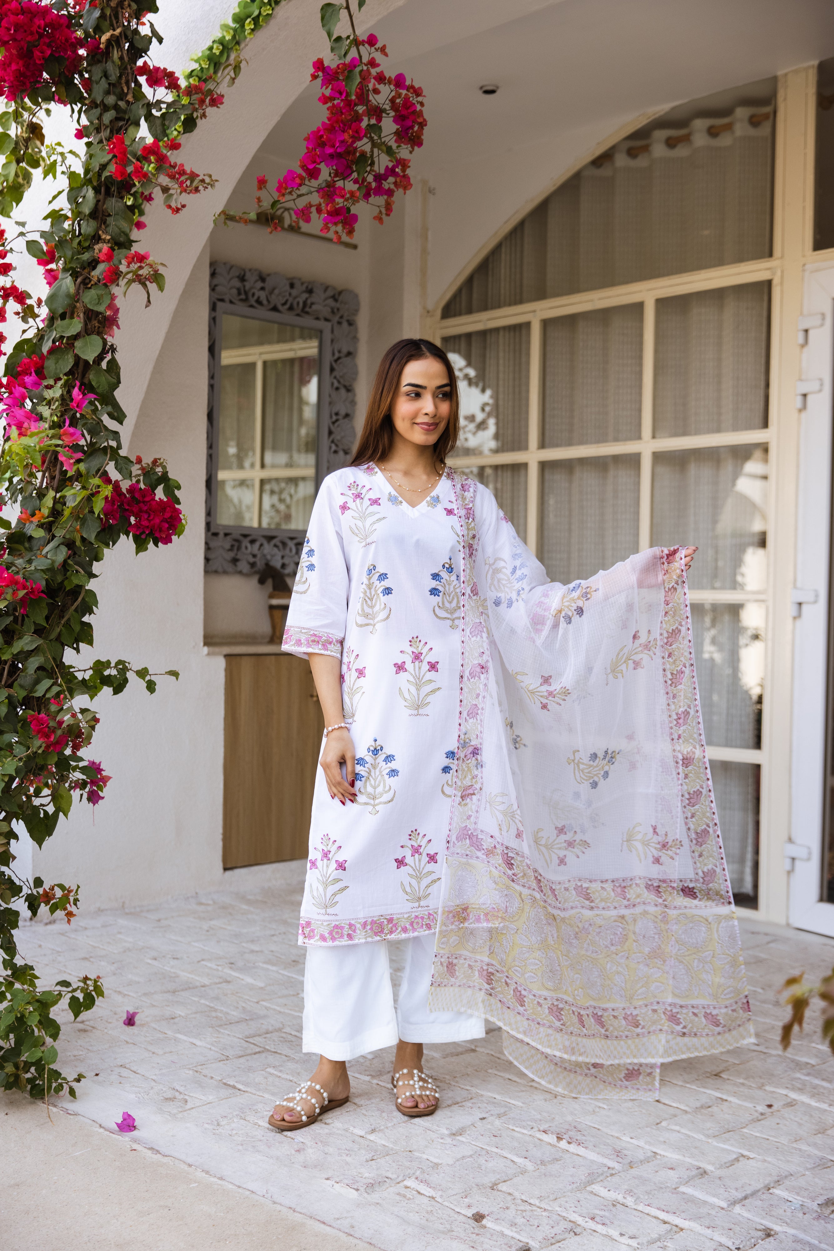 Picnic Multicolored Handblock kurta set