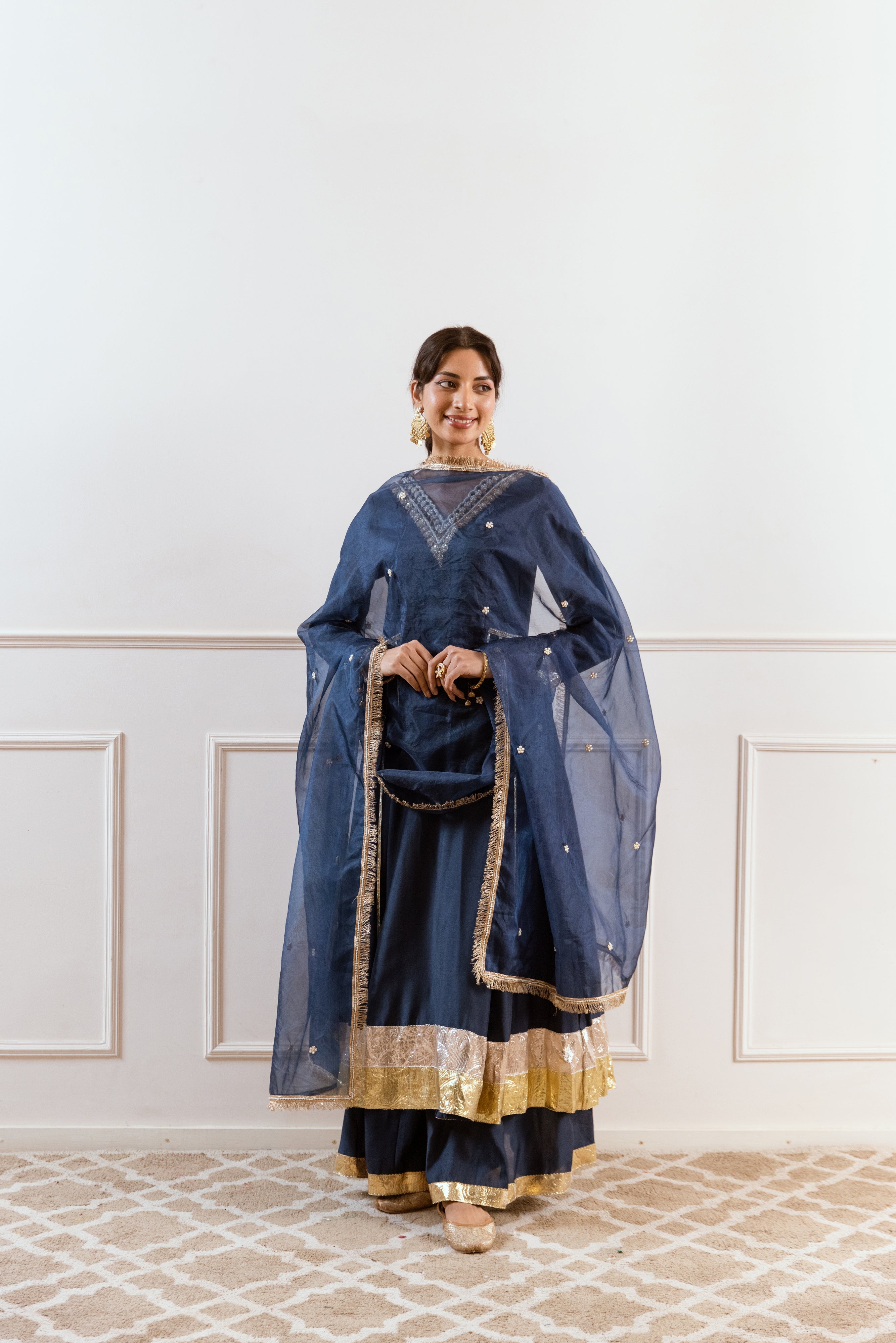 Salma Sitara Teal Bhopali set