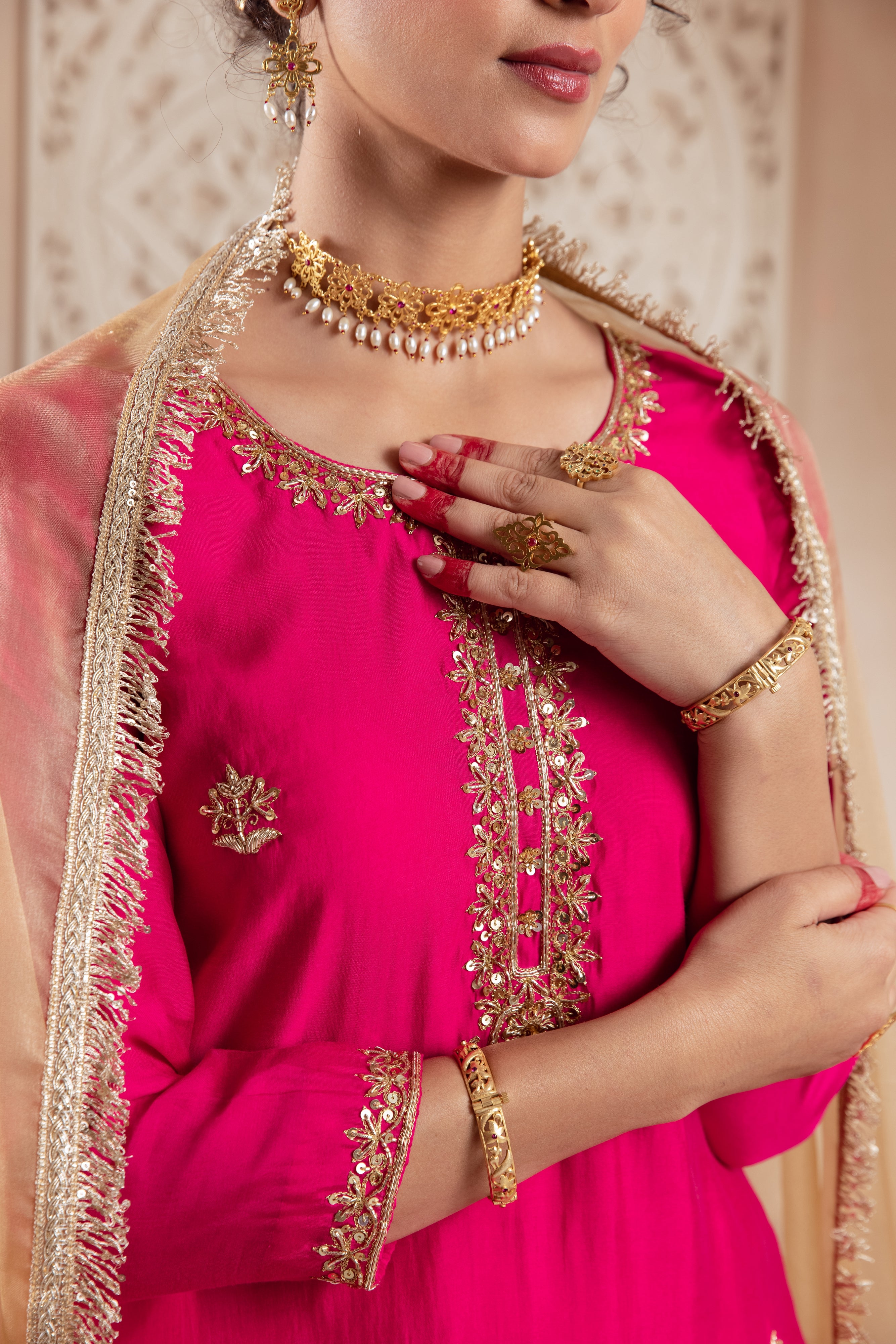 GULNAZ Rani hand painted sharara  set