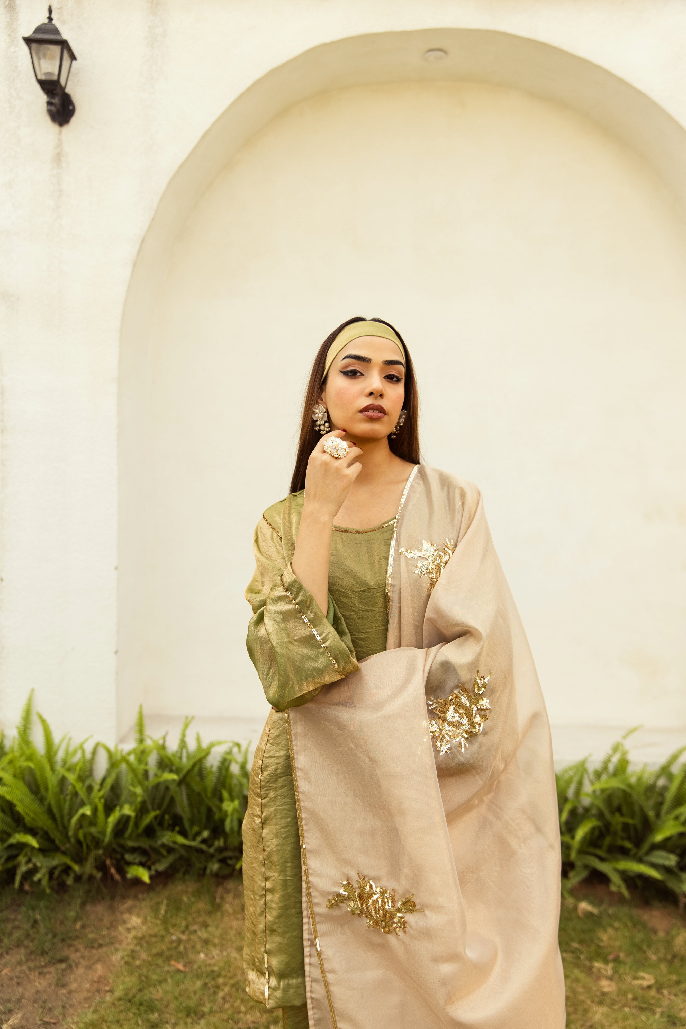 Noor Farshi Salwar Green Set - Golden