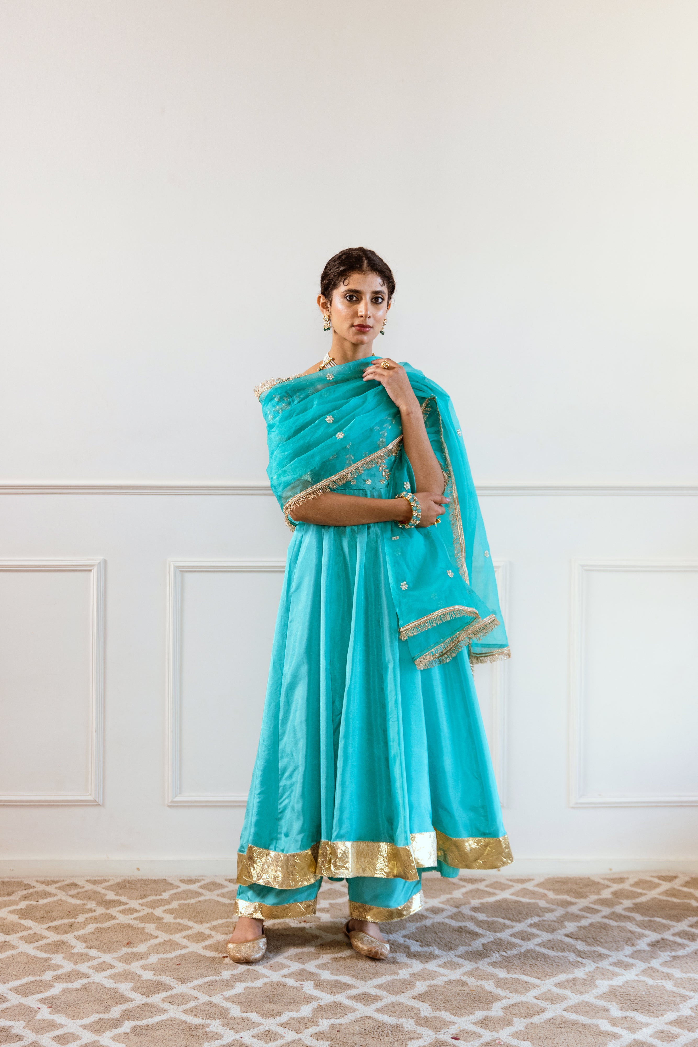 Salma Sitara turquoise Anarkali Set