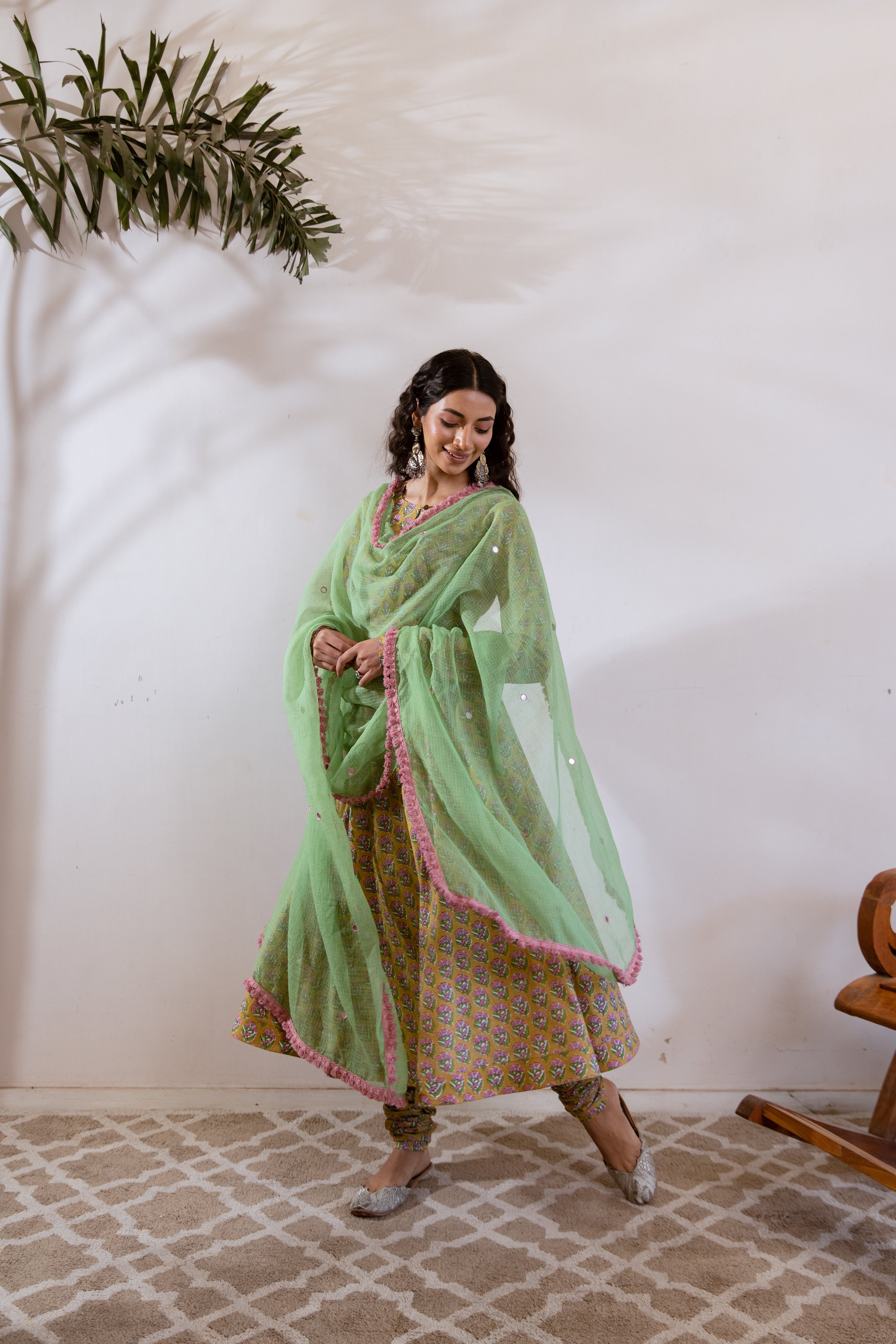 Bagh Green Anarkali set