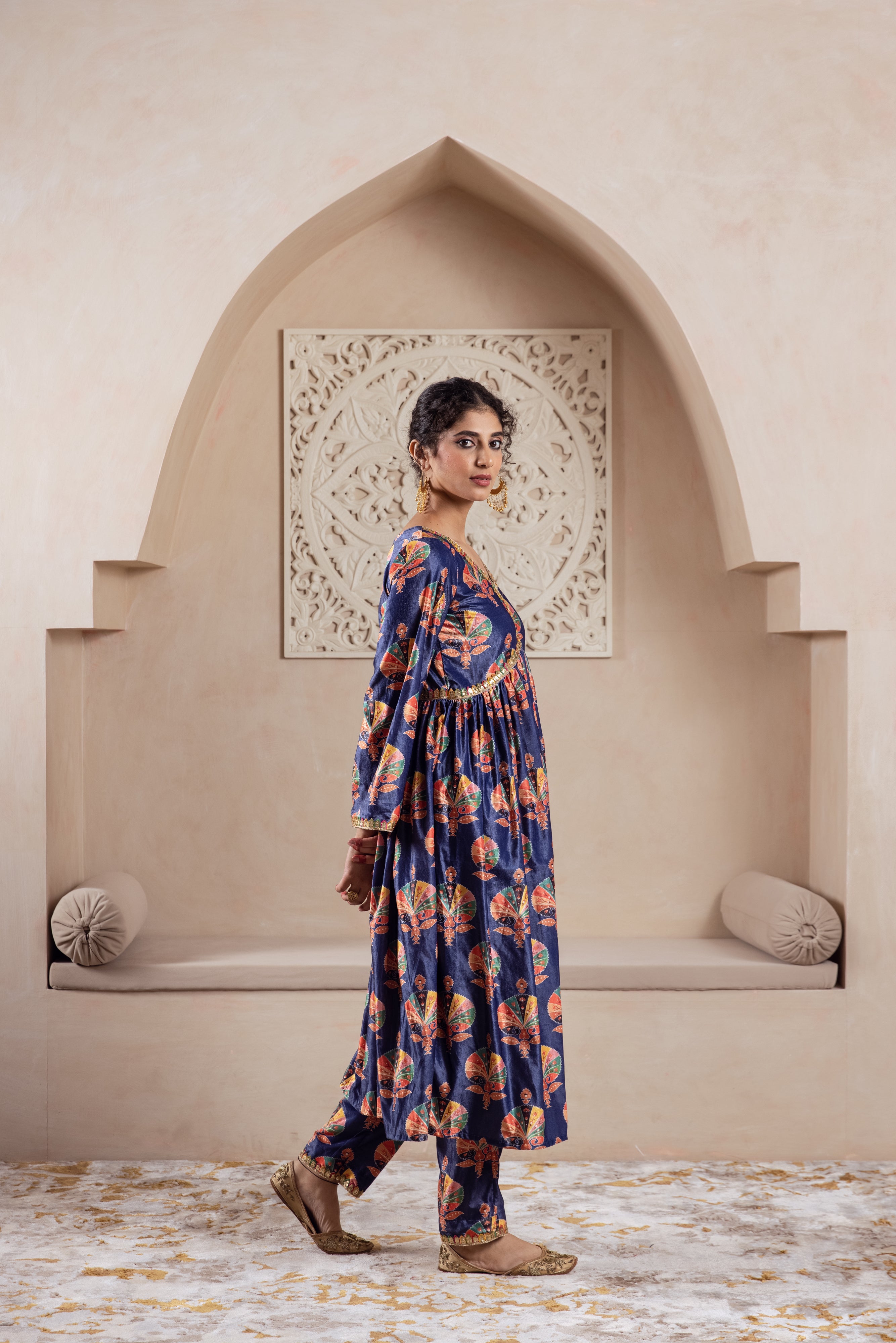 FIRGUN NAVY VELVET TWIN SET