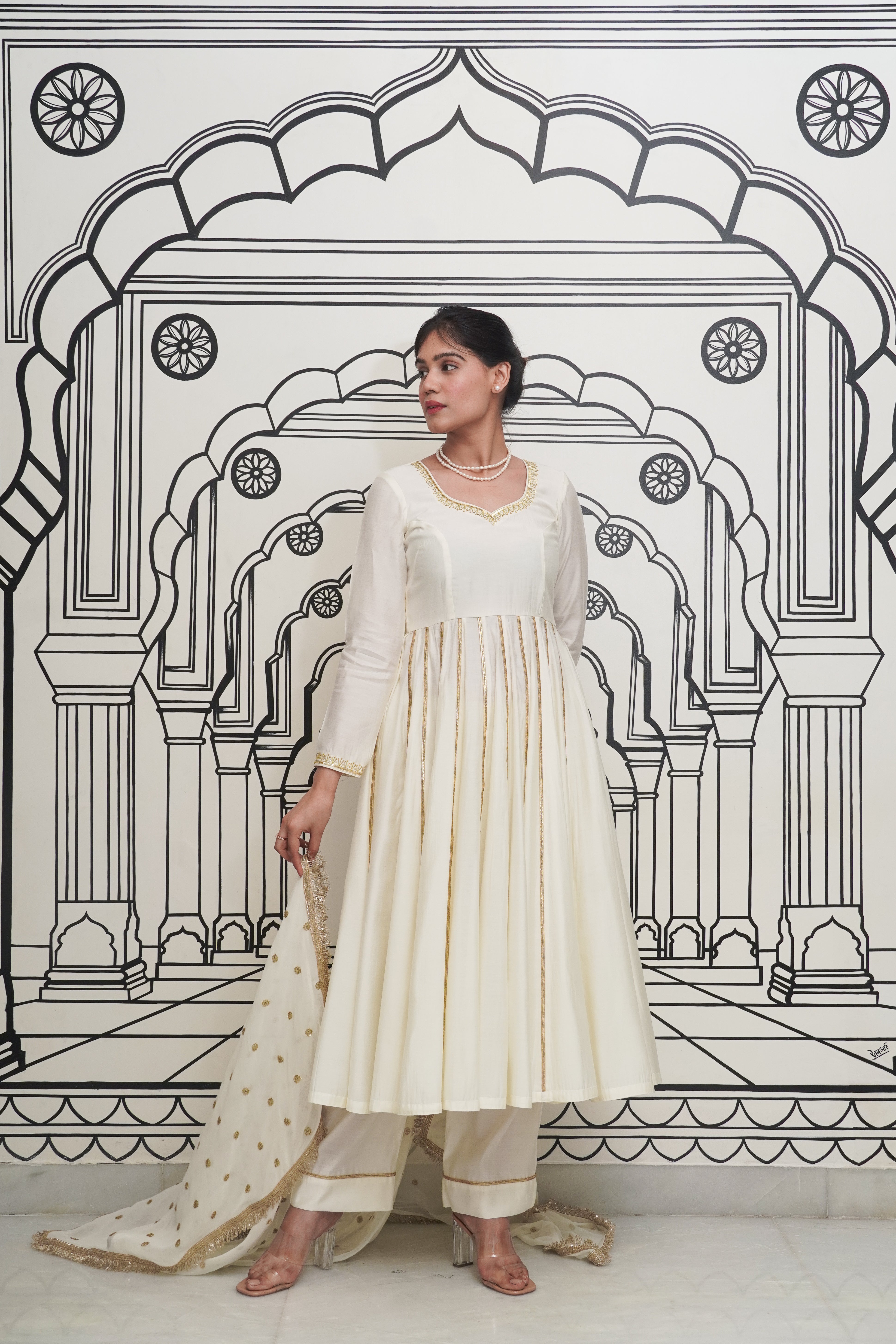 Sample Afsana Ivory Anarkali Set