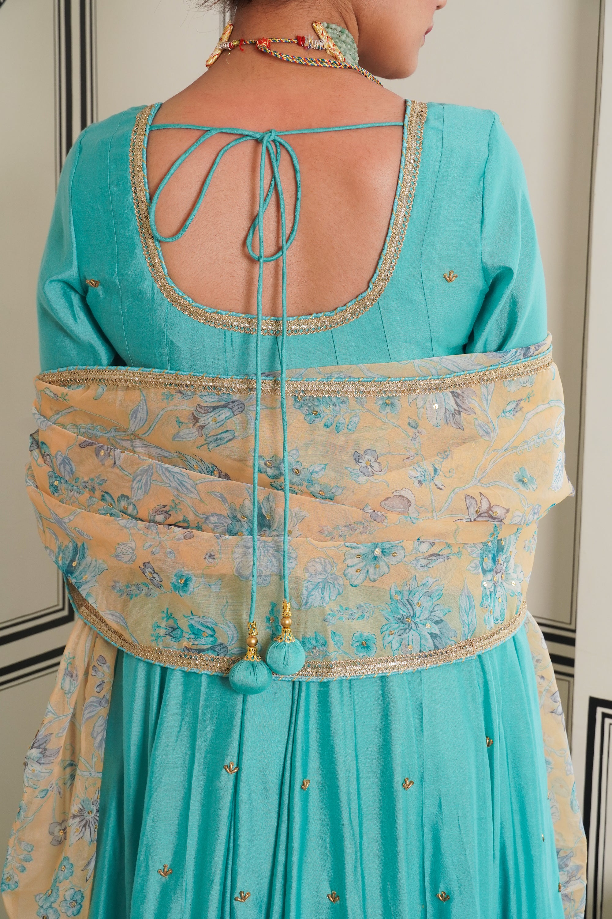 Afsana Turquoise hand work Anarkali Set