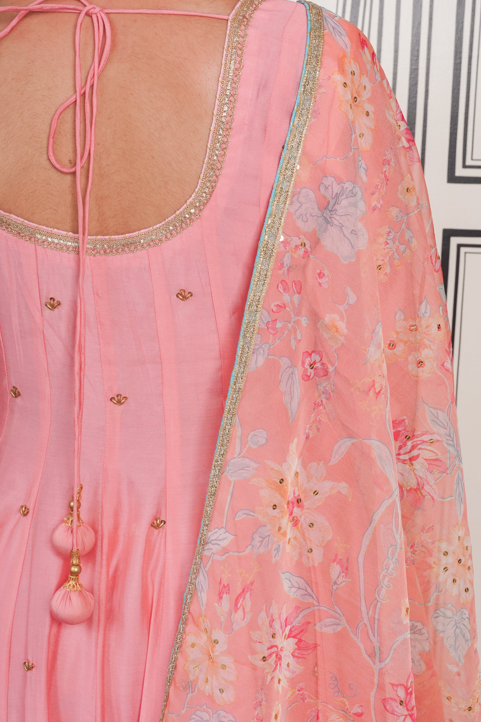 Afsana Peach hand work Anarkali Set