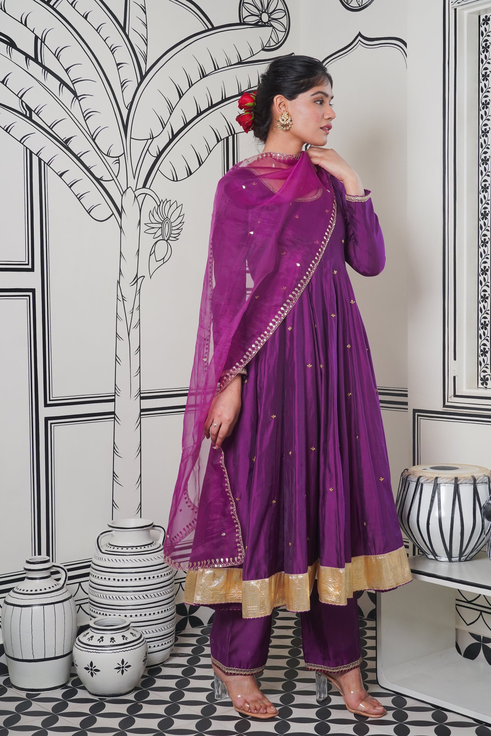 Afsana Purple gotta Patti Anarkali Set