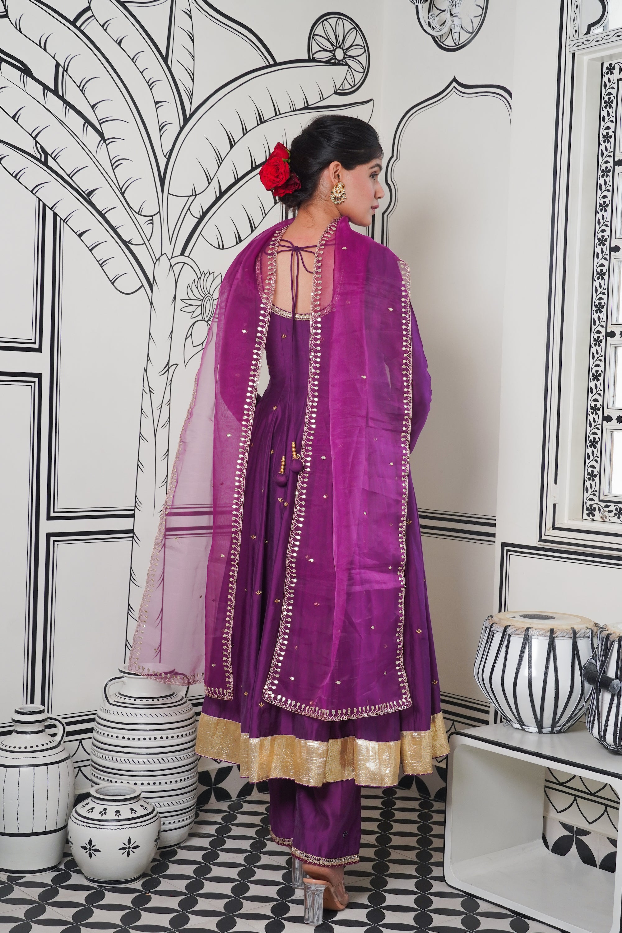 Afsana Purple gotta Patti Anarkali Set
