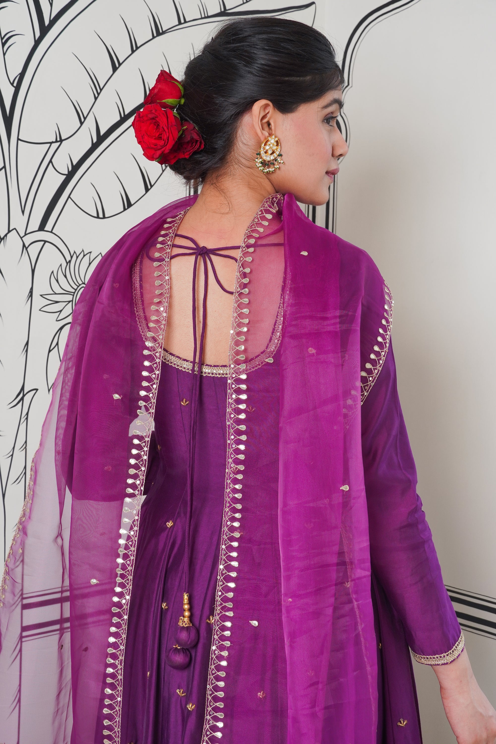 Afsana Purple gotta Patti Anarkali Set