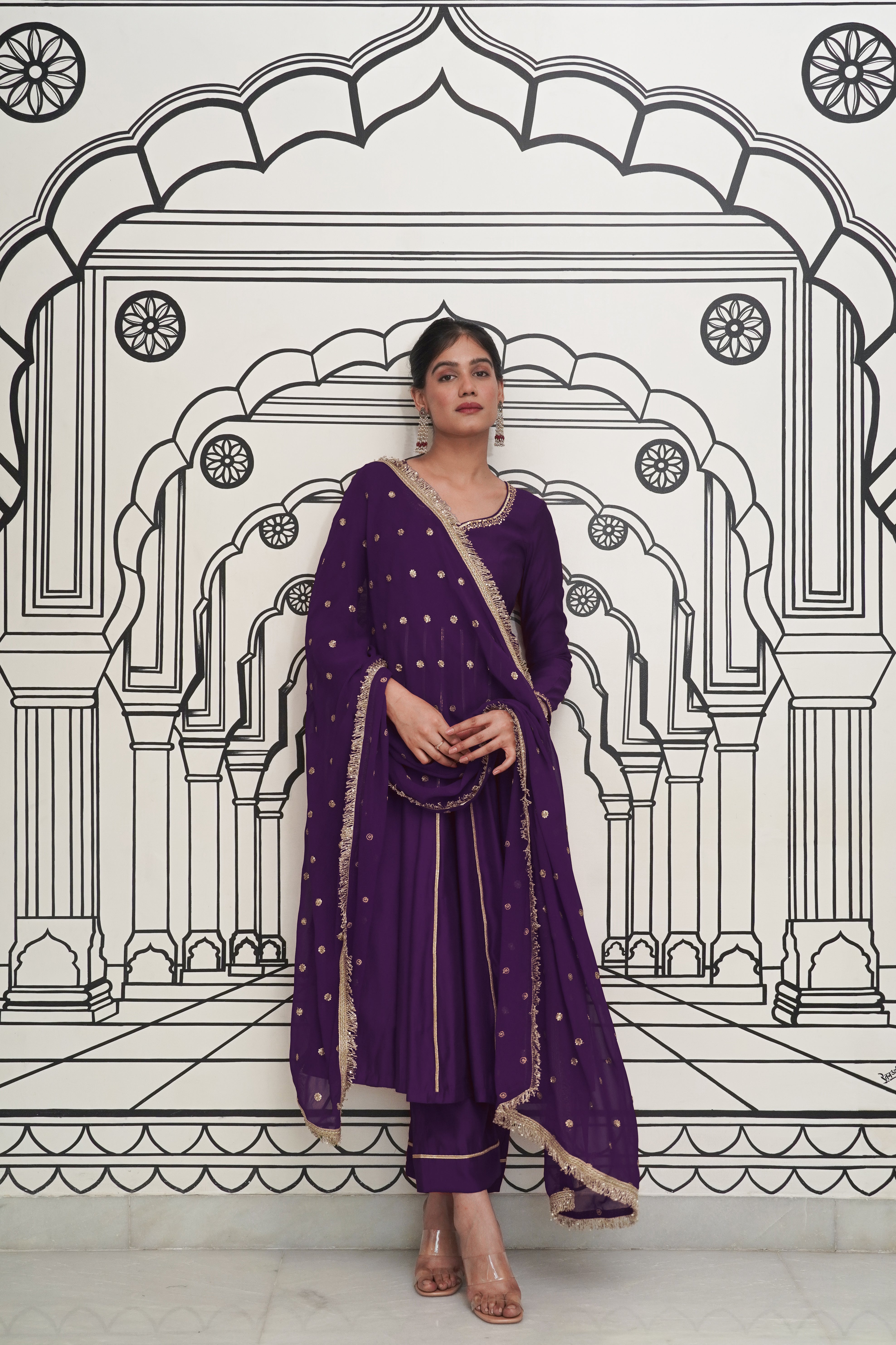 Amethyst Hand work Anarkali Set