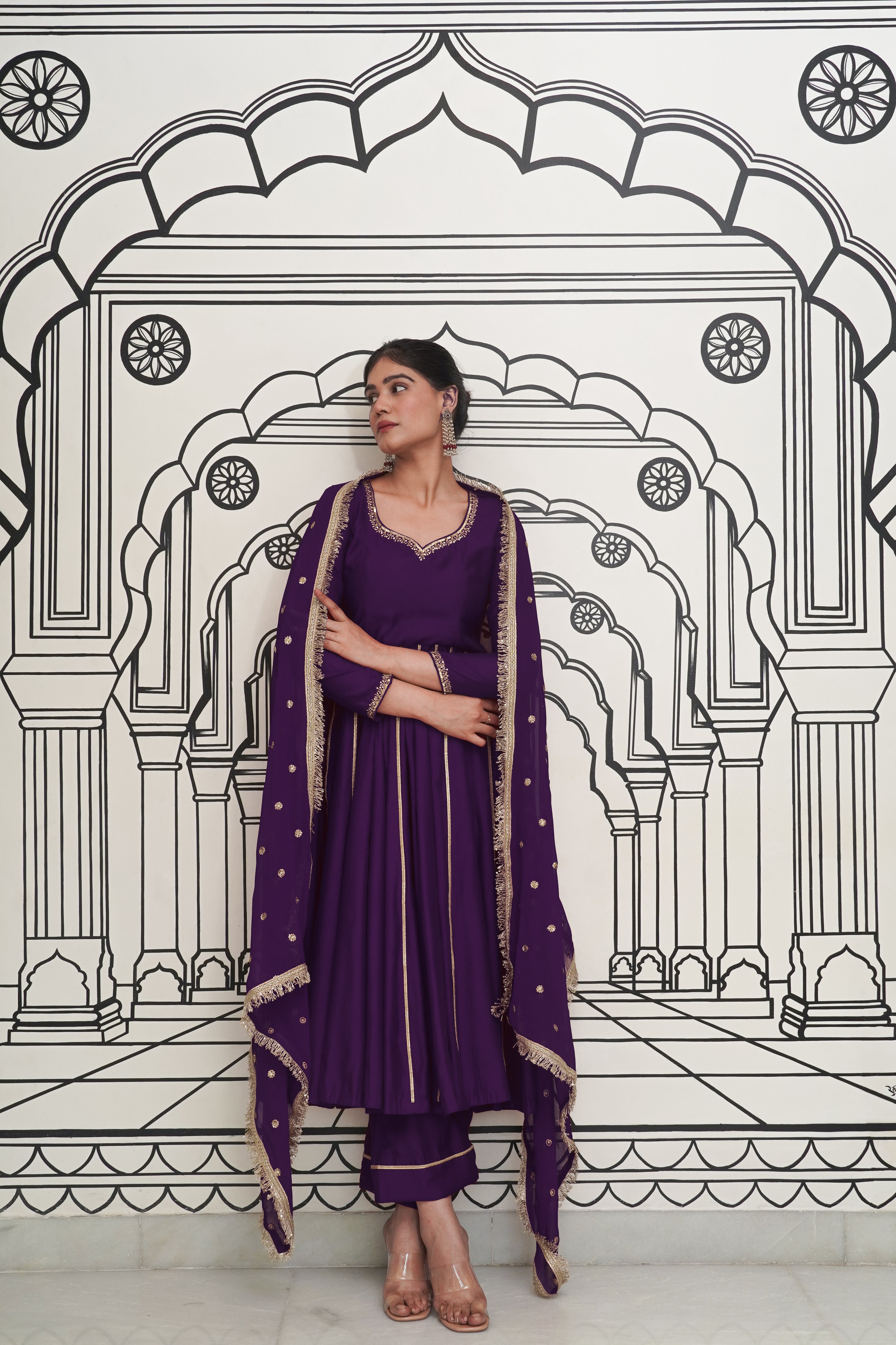 Amethyst Hand work Anarkali Set
