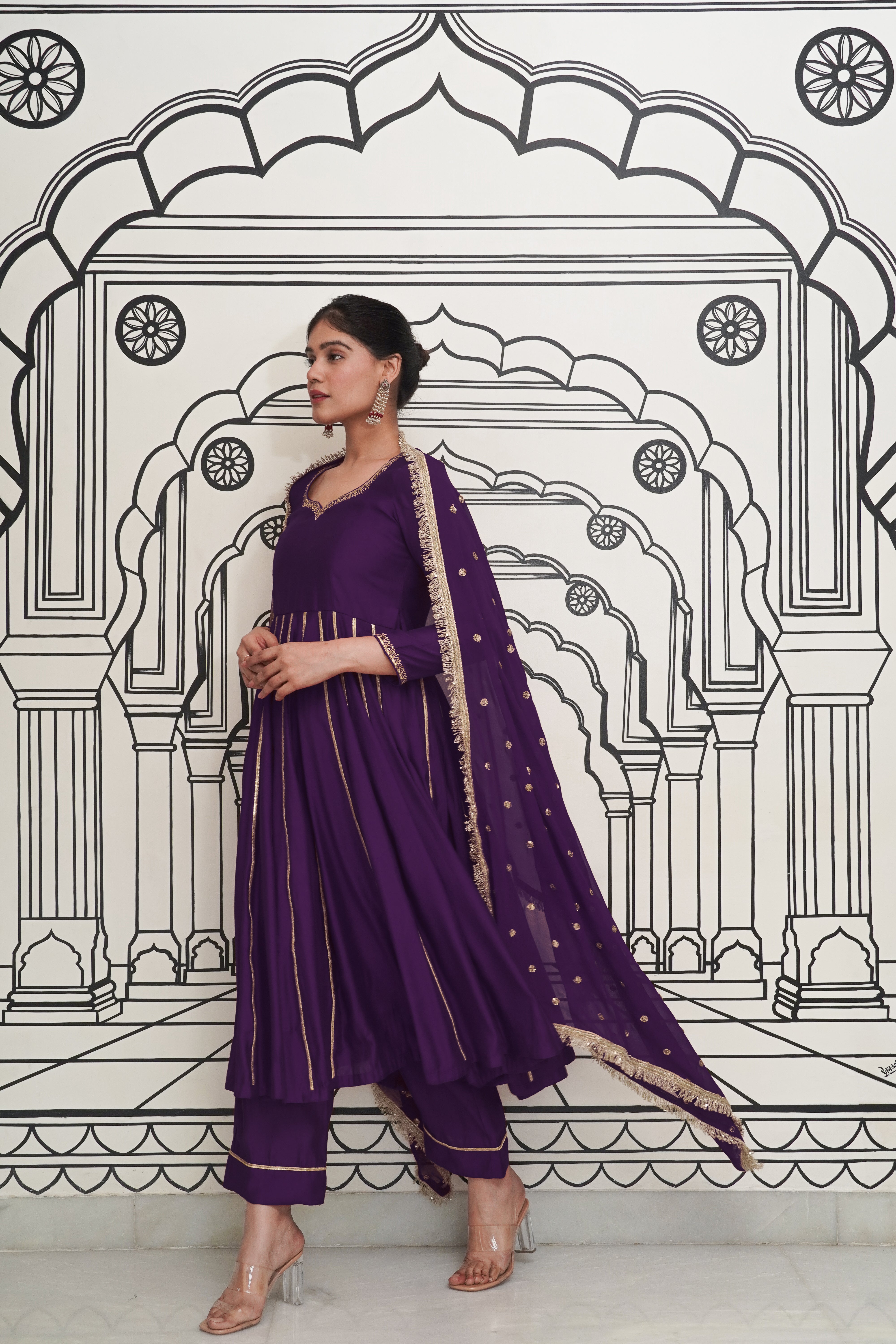 Amethyst Hand work Anarkali Set