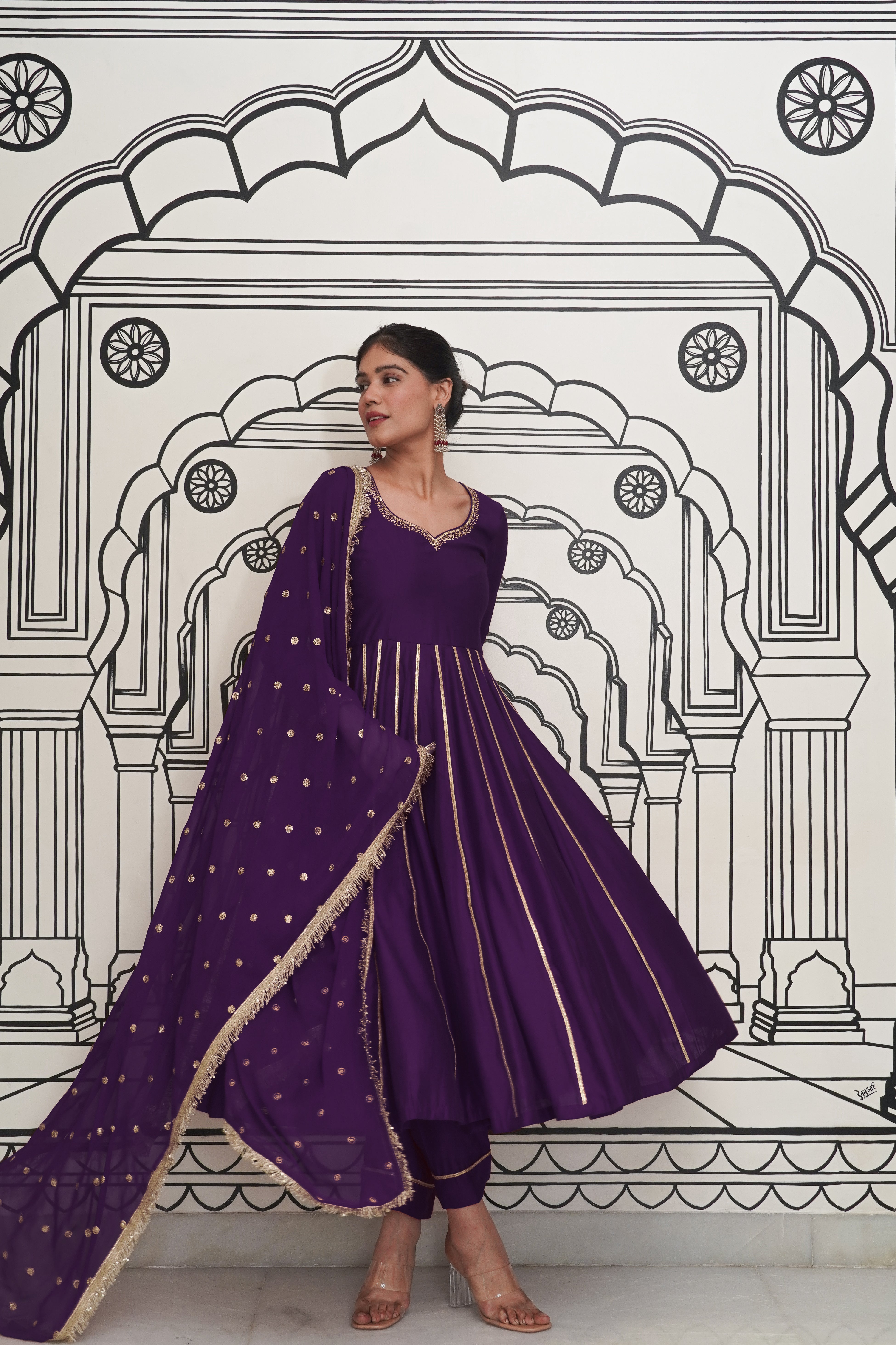 Amethyst Hand work Anarkali Set