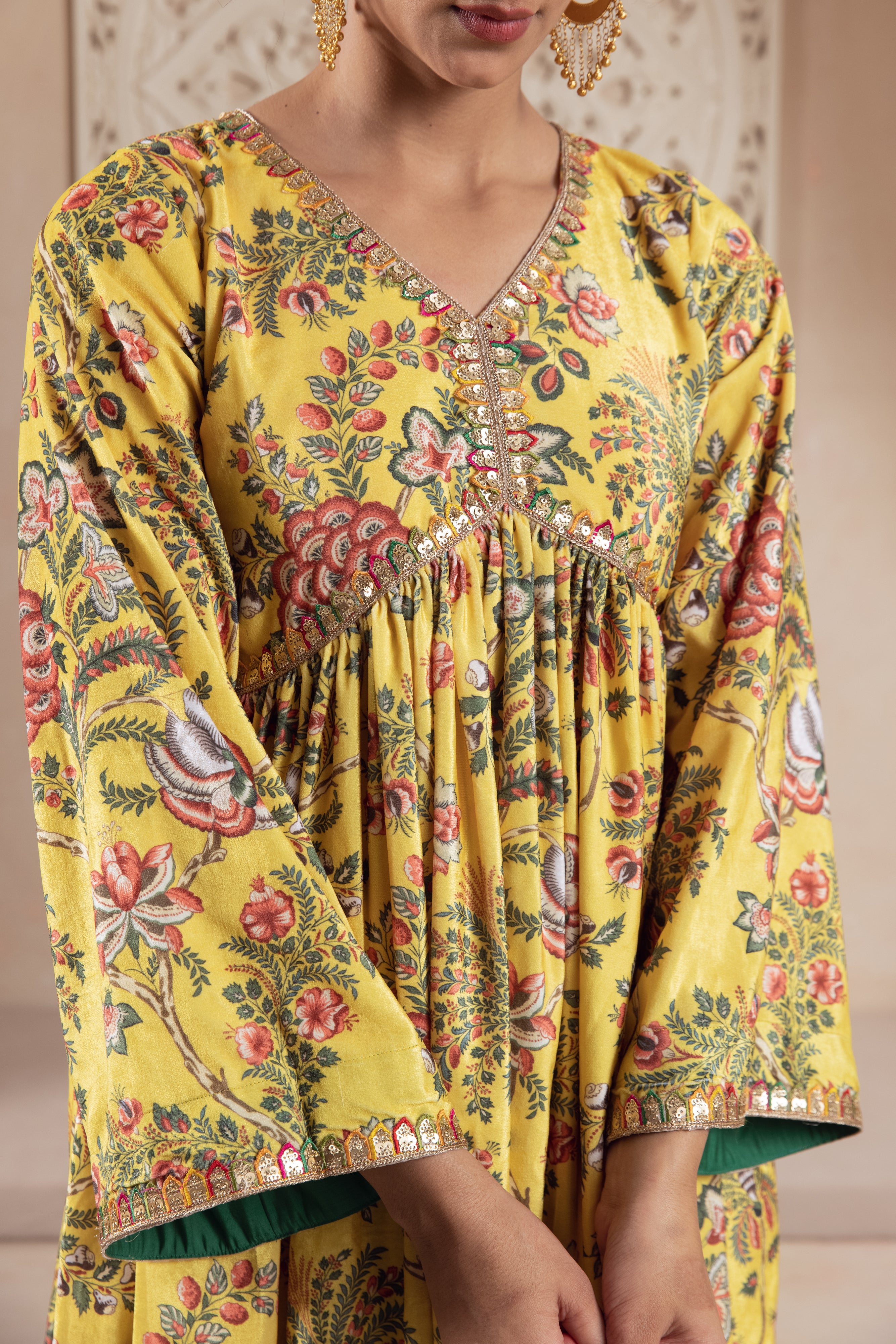 FIRGUN YELLOW VELVET TWIN SET