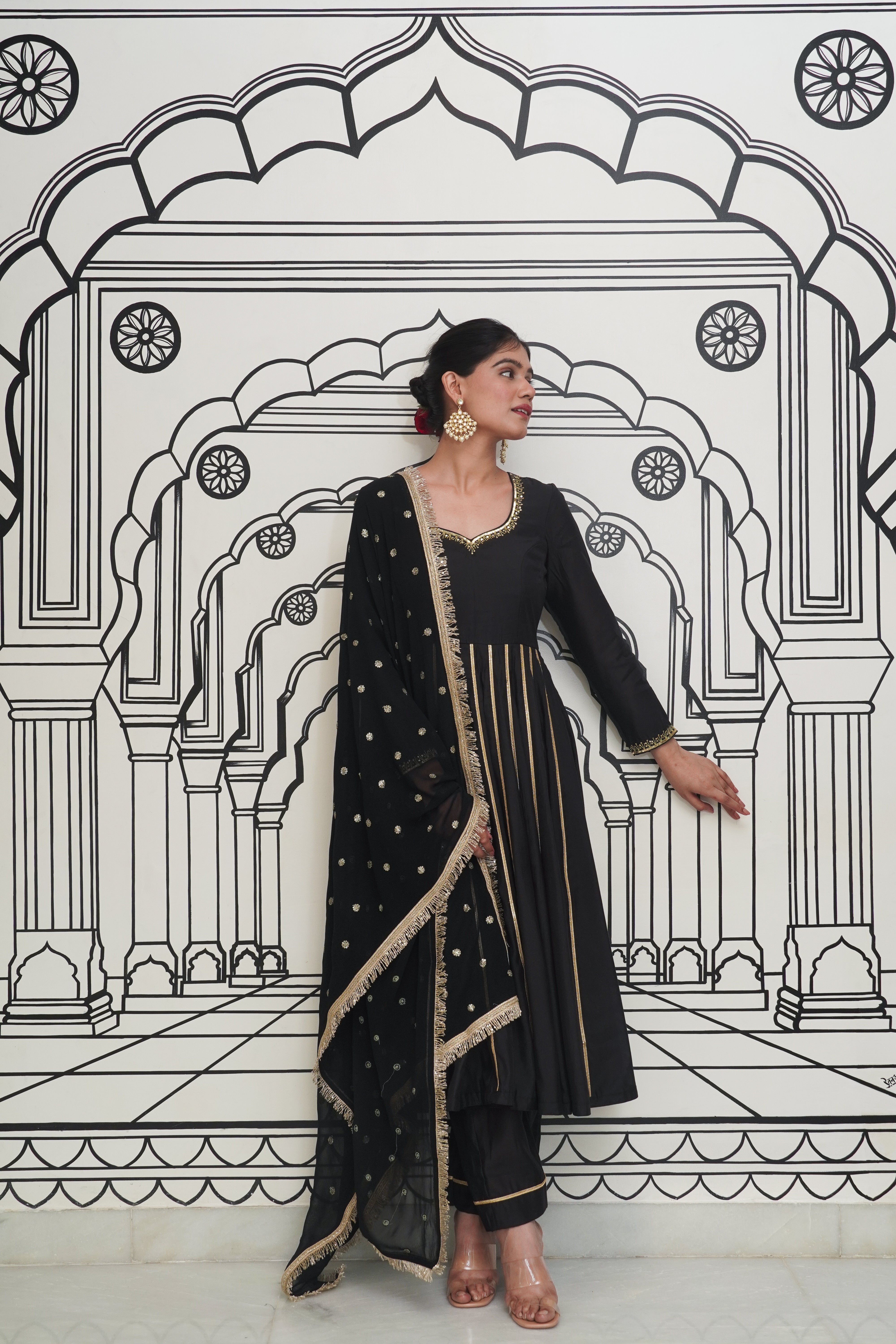 Afsana Black Anarkali Set