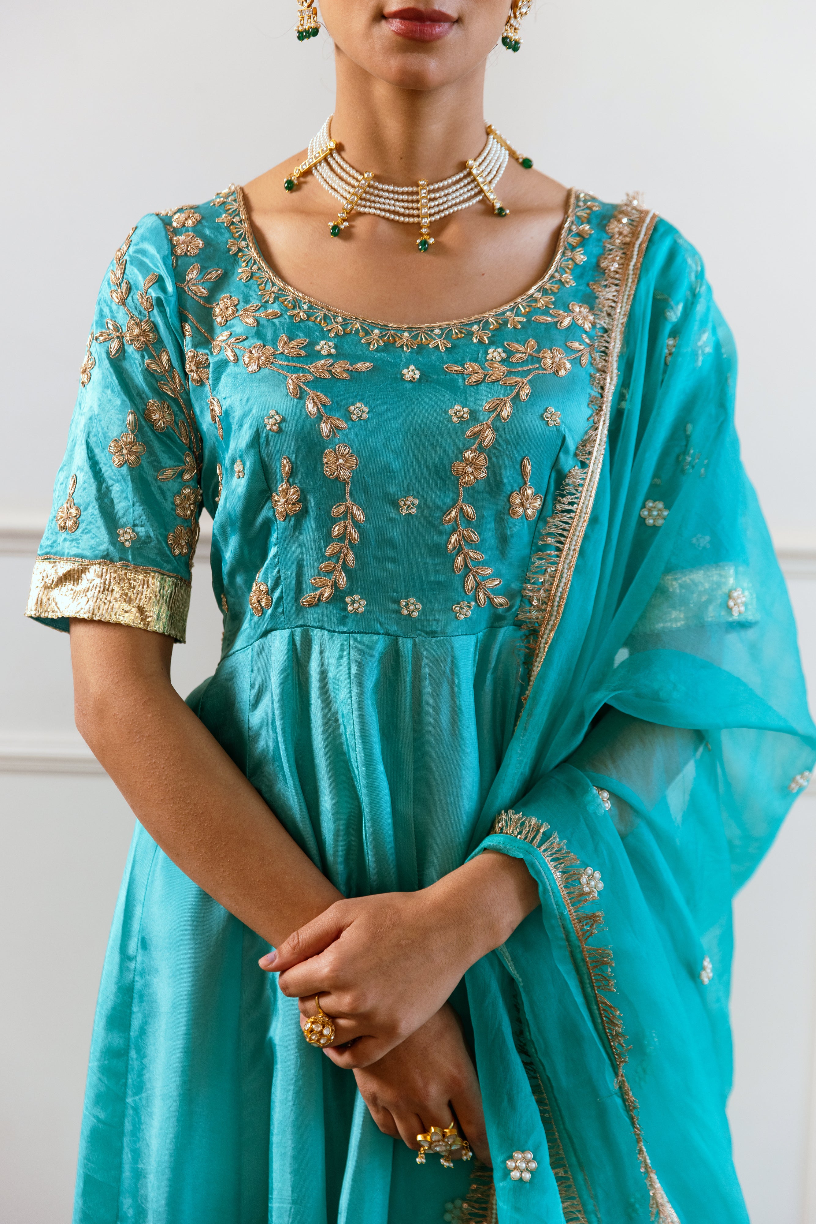 Salma Sitara turquoise Anarkali Set