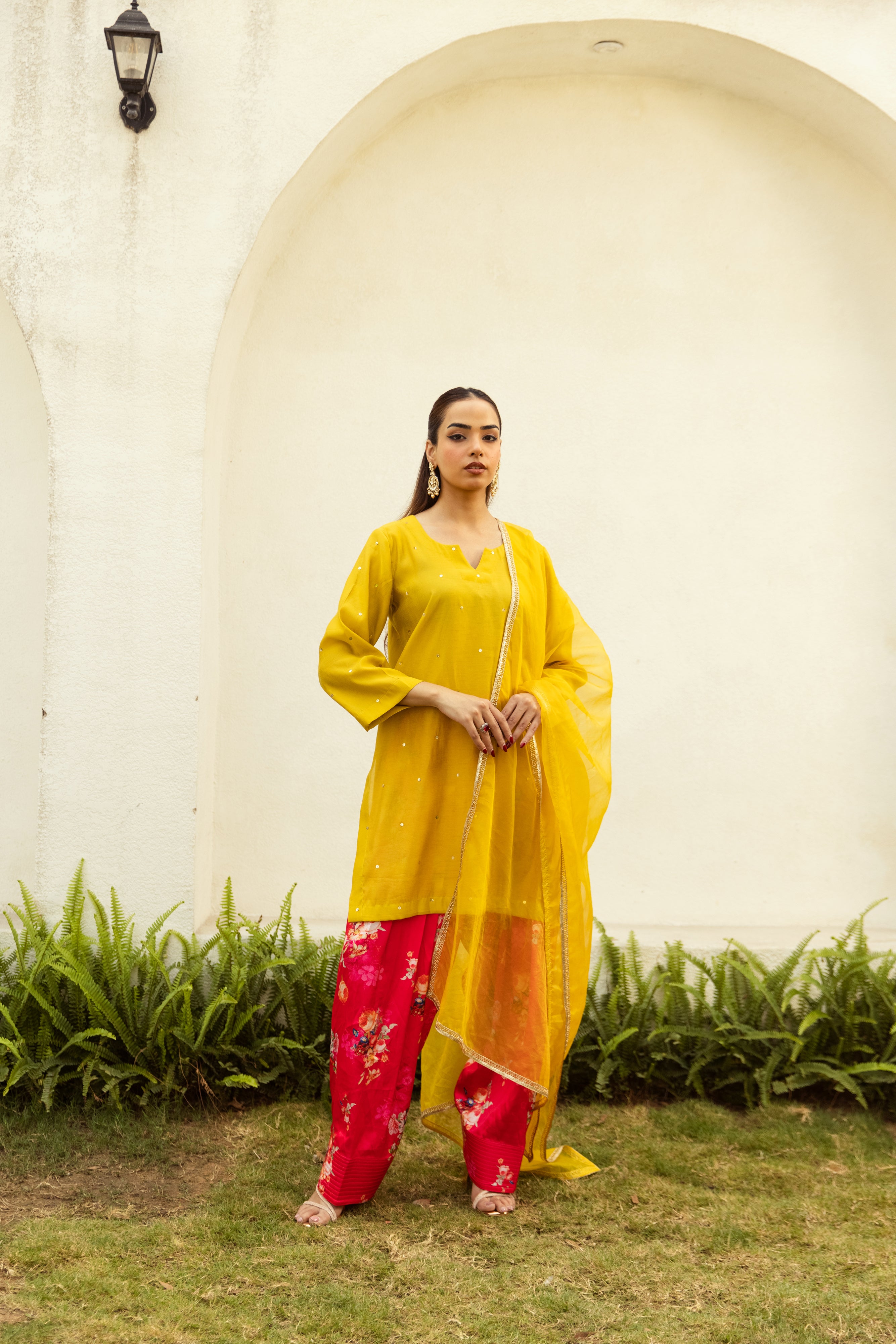 Noor Farshi Salwar Mustard set