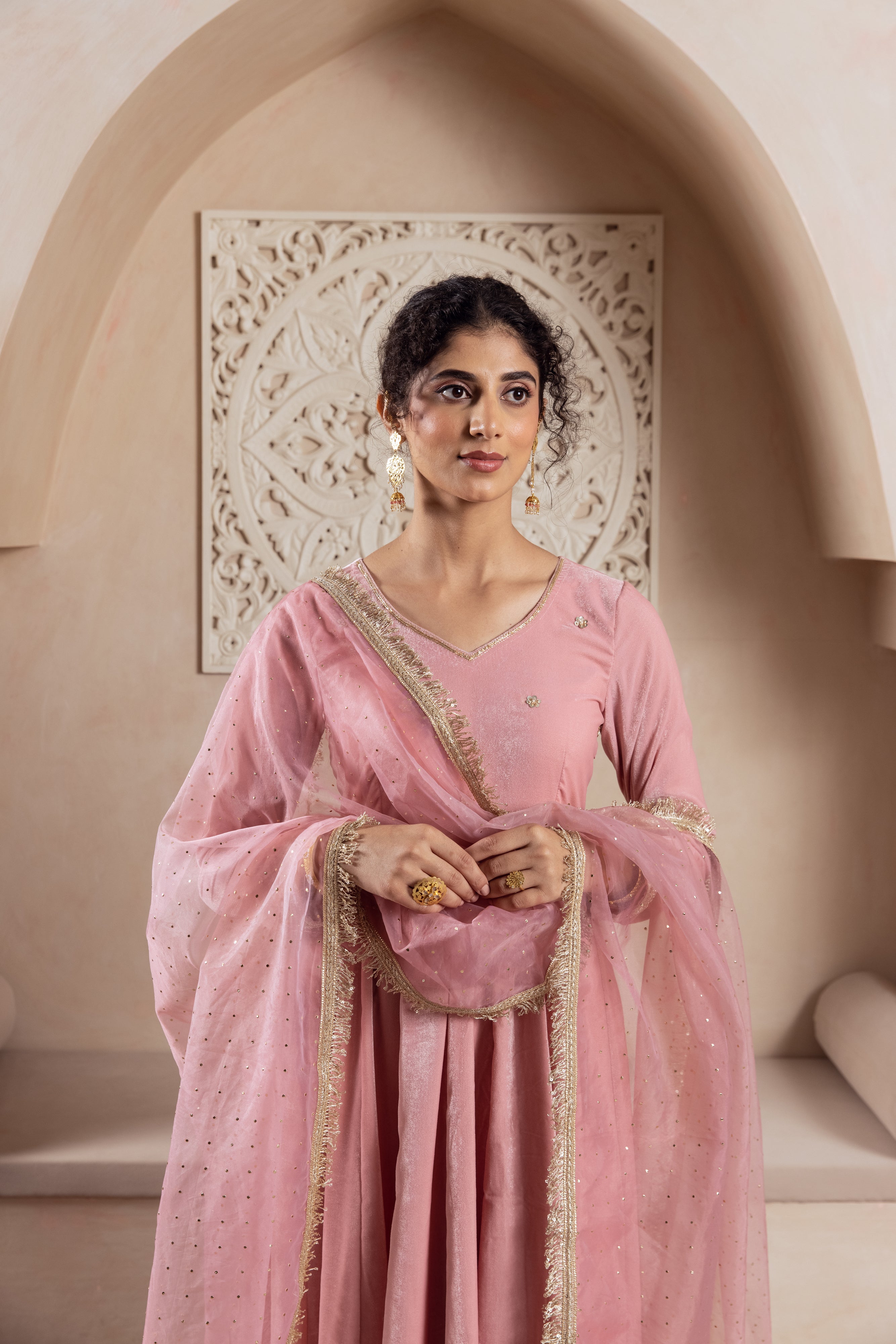 FIRGUN BABY PINK ANARKALI SET