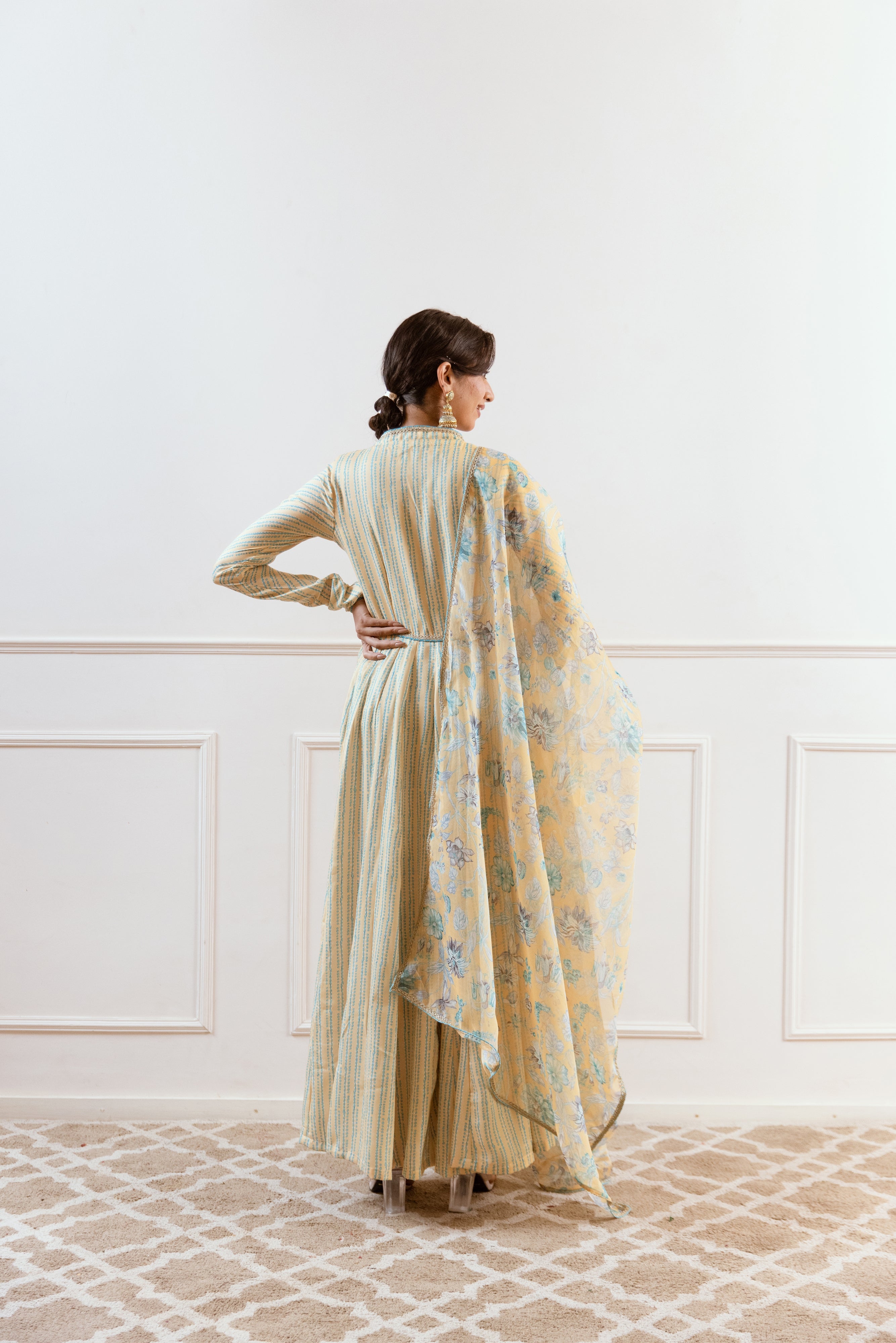 Salma Sitara Yellow floral Anarkali set