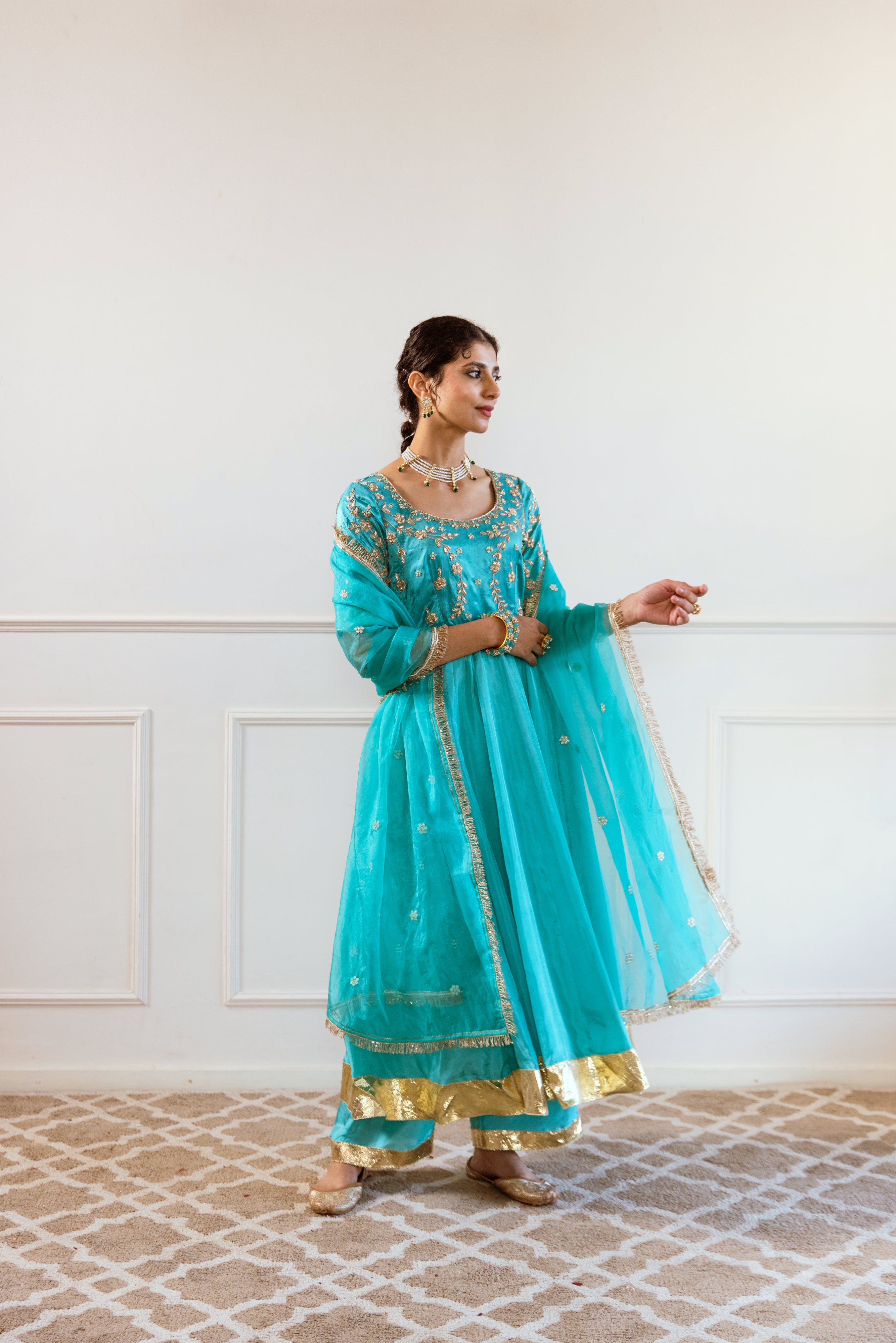Salma Sitara turquoise Anarkali Set