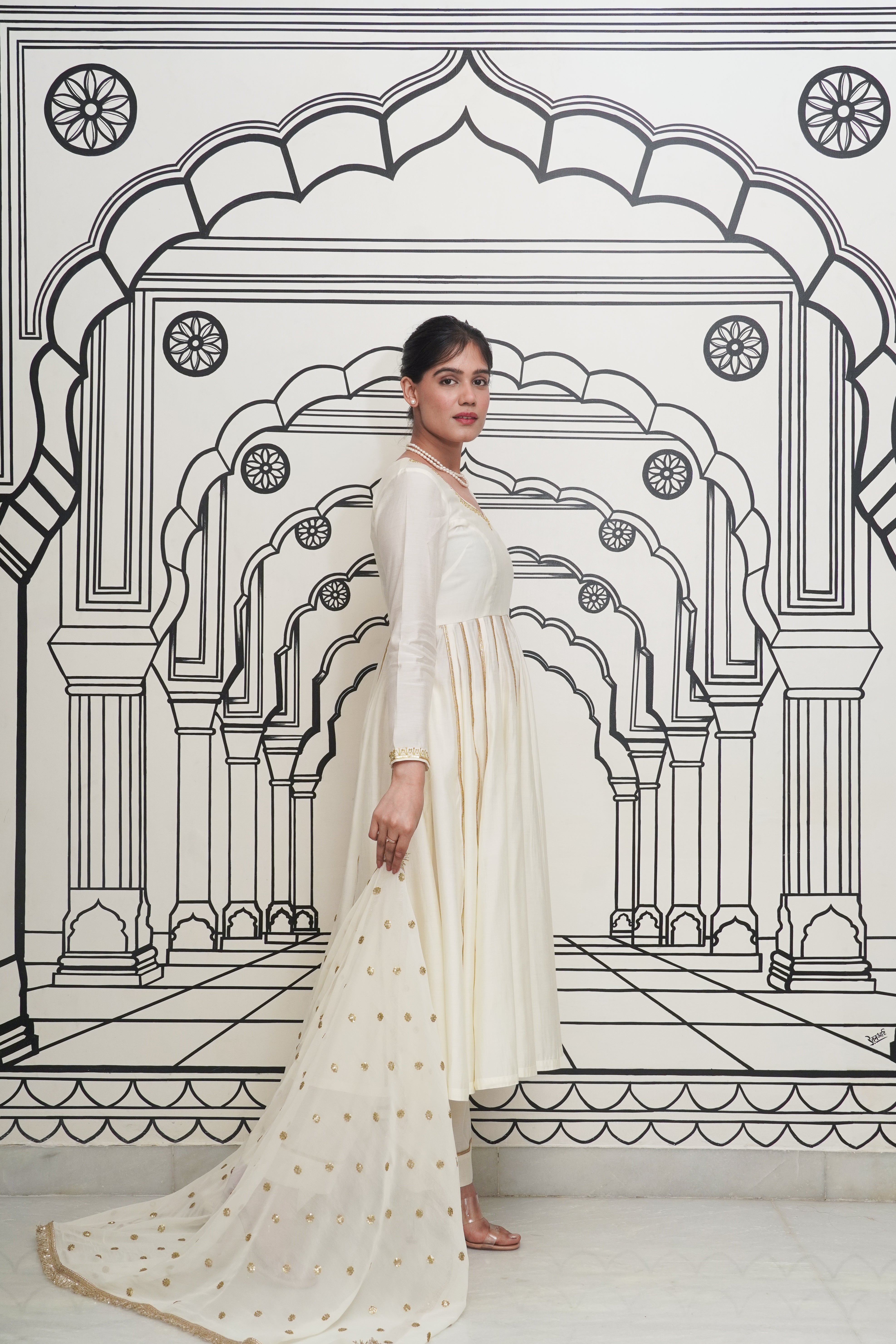 Sample Afsana Ivory Anarkali Set