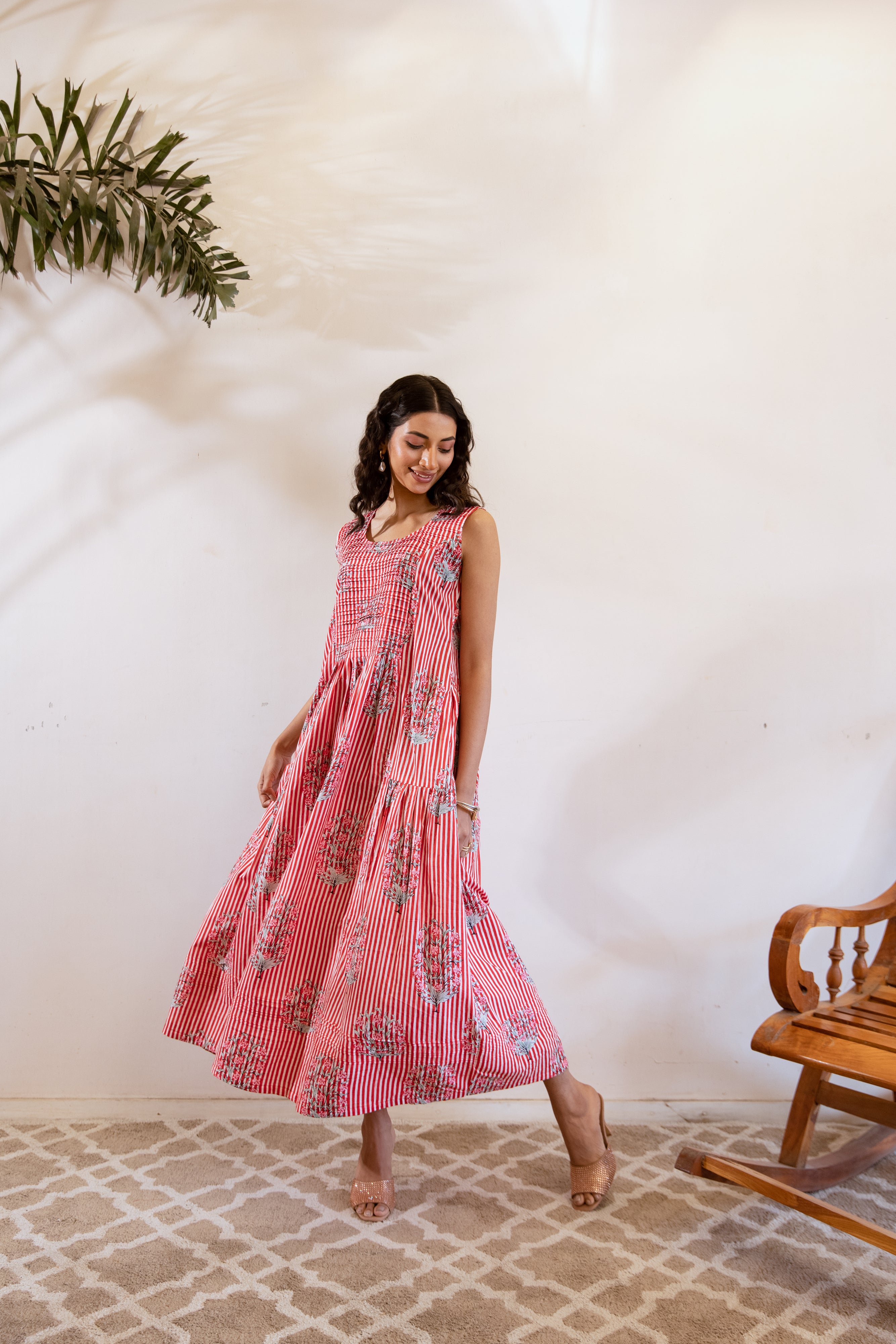 Bagh Pintucks Red dress