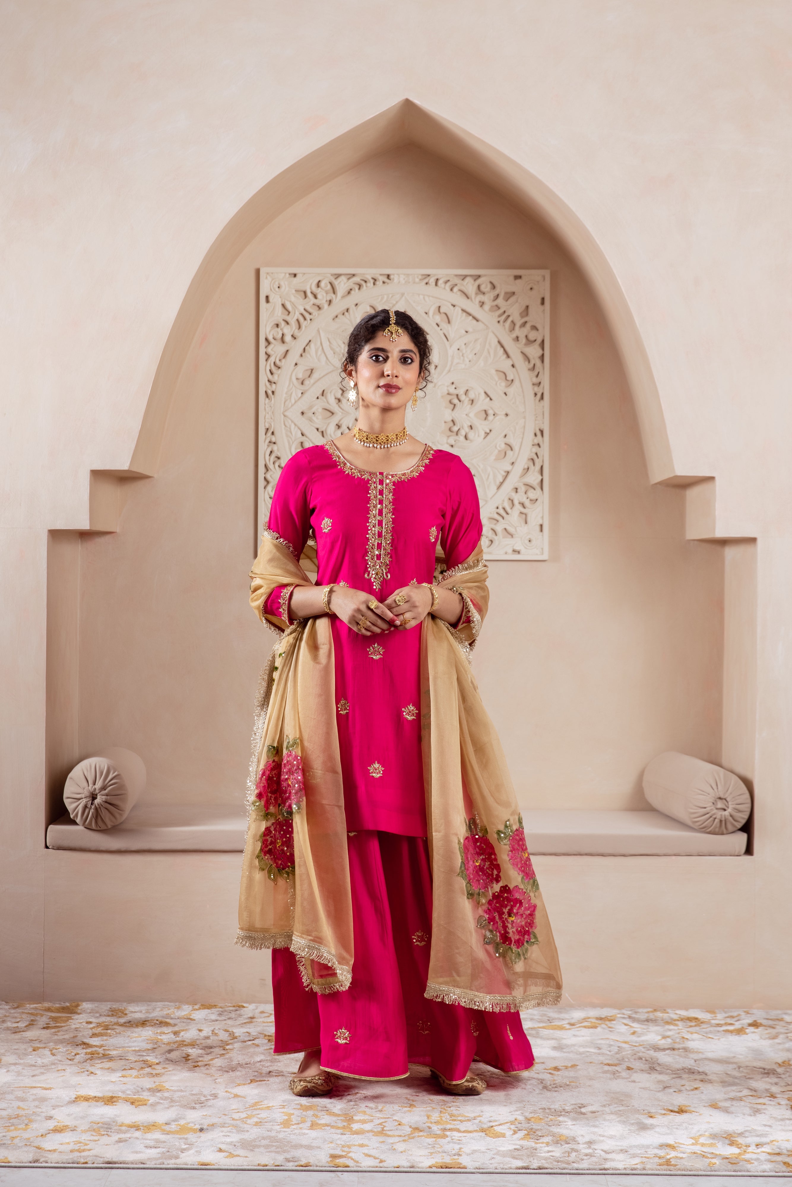 GULNAZ Rani hand painted sharara  set