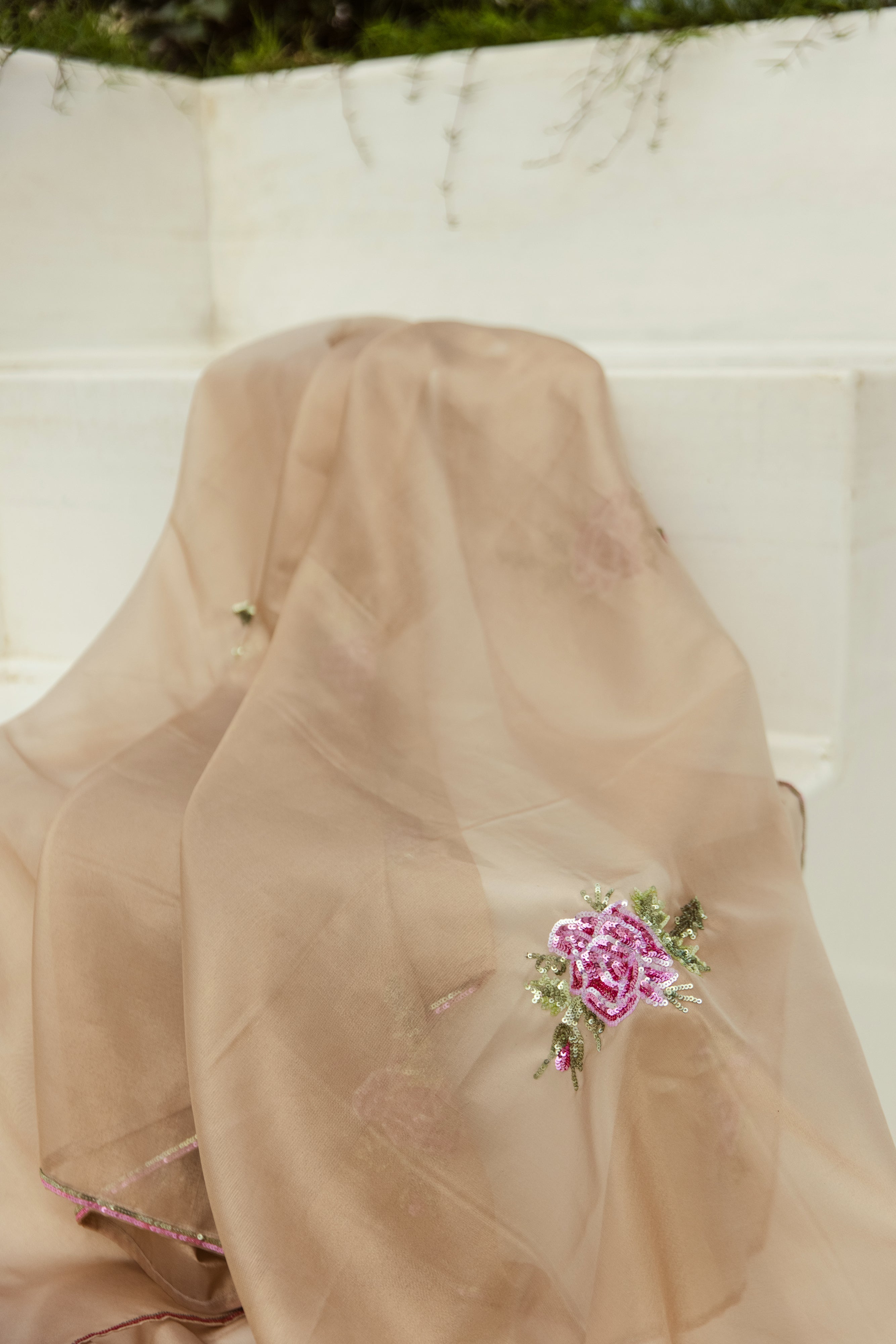 Noor Pink floral dupatta