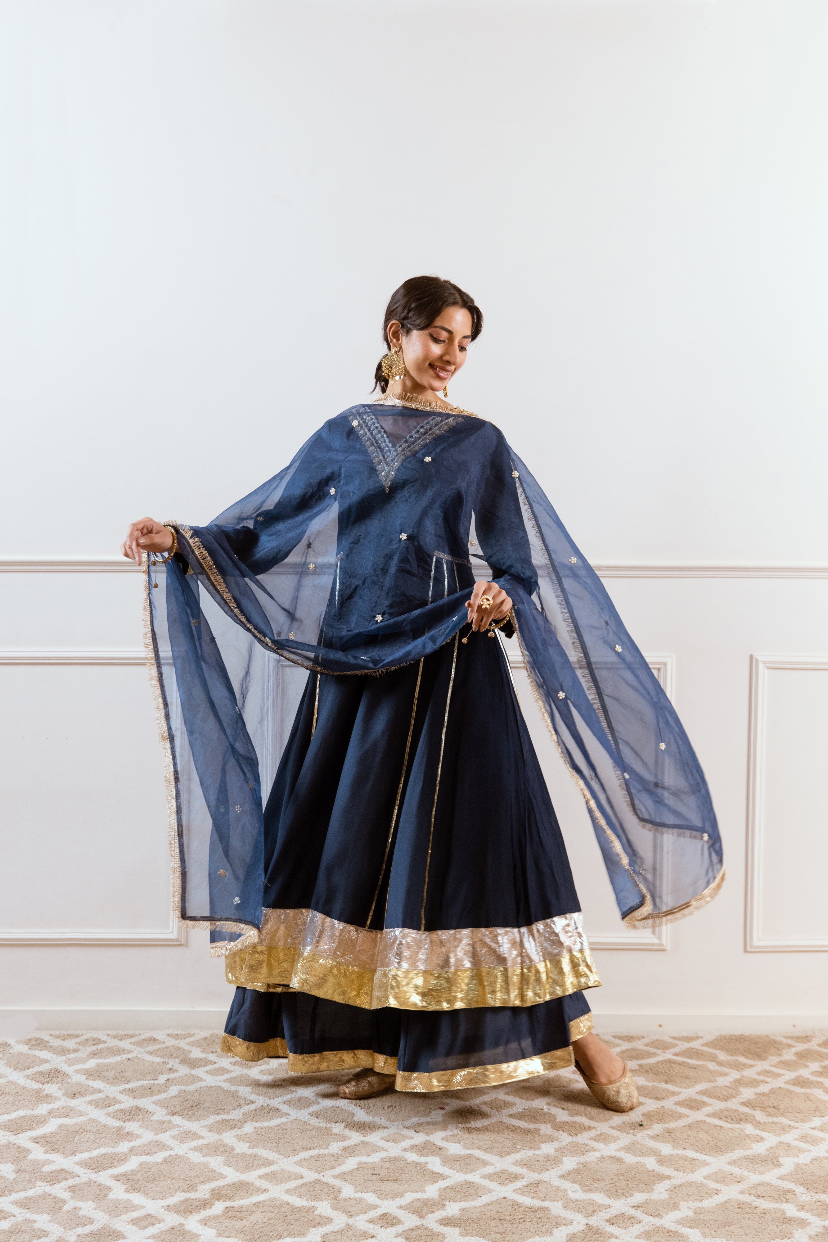 Salma Sitara Teal Bhopali set