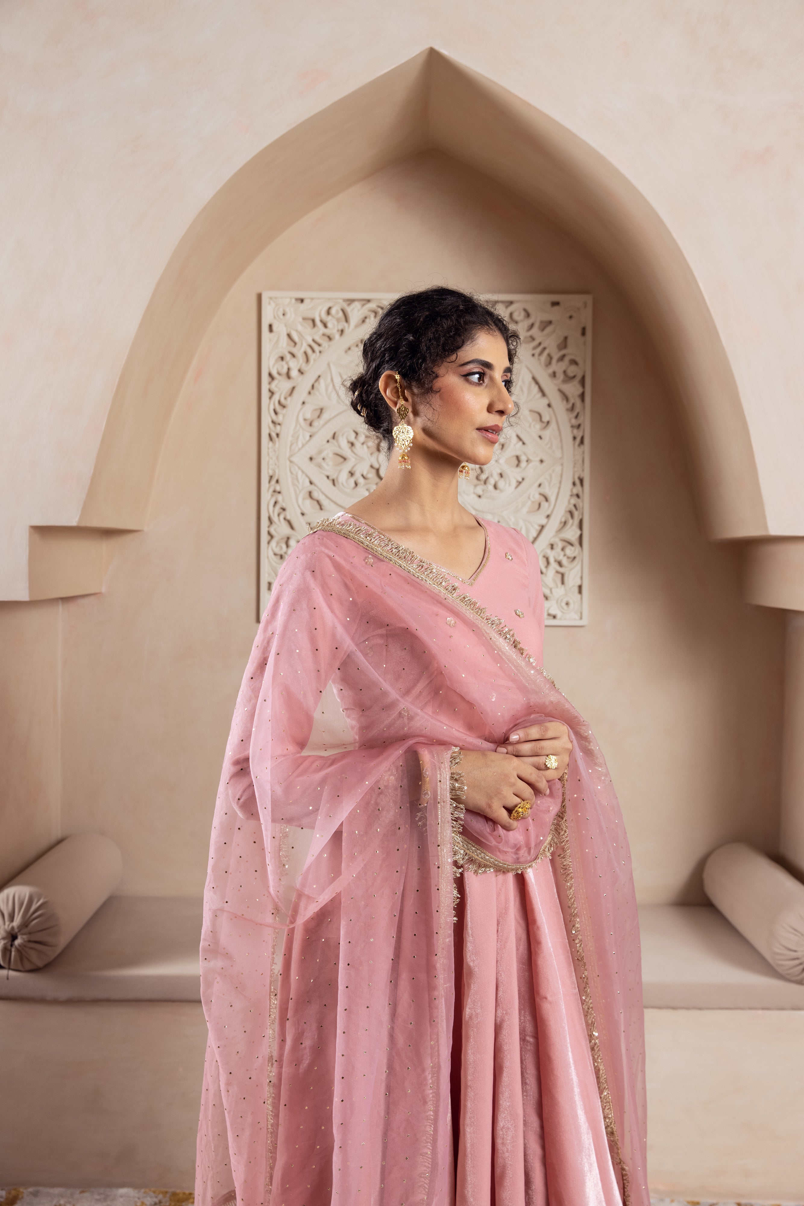 FIRGUN BABY PINK ANARKALI SET