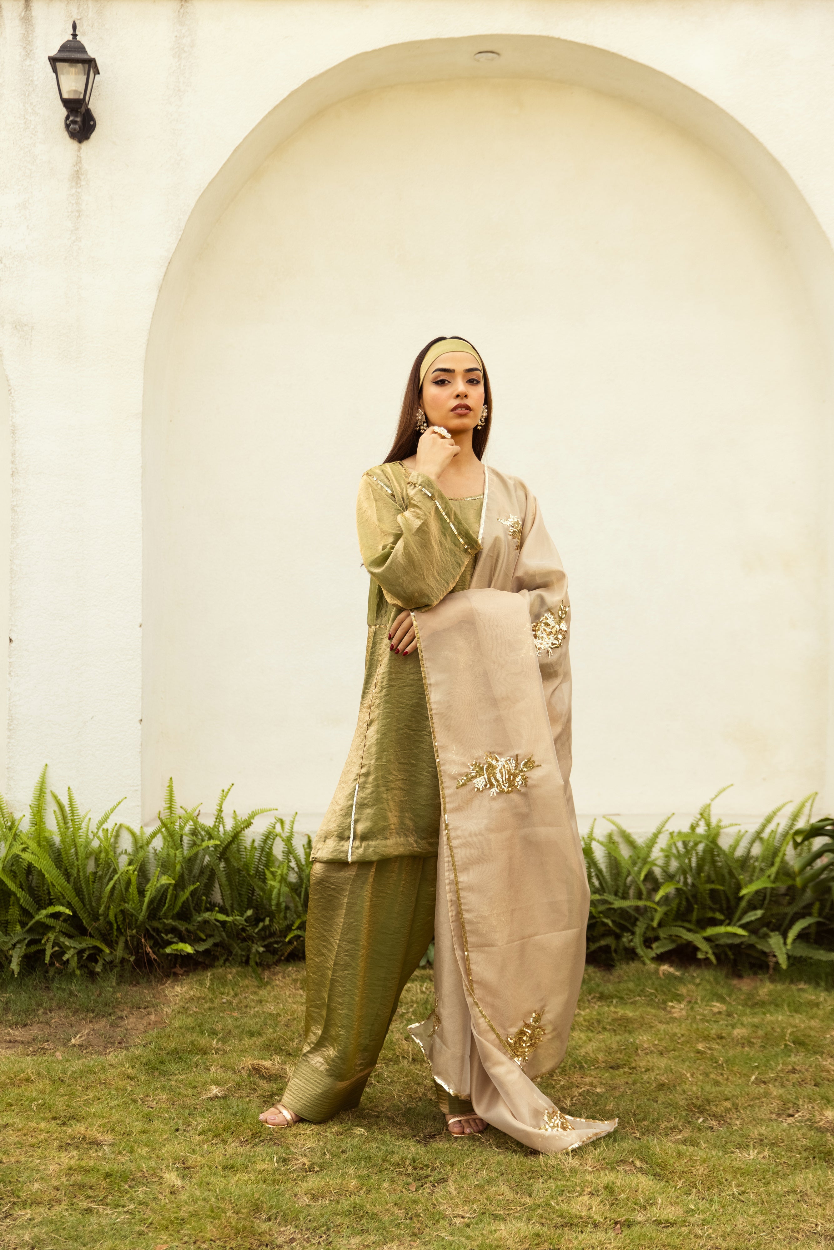 Noor Farshi Salwar Green Set - Golden