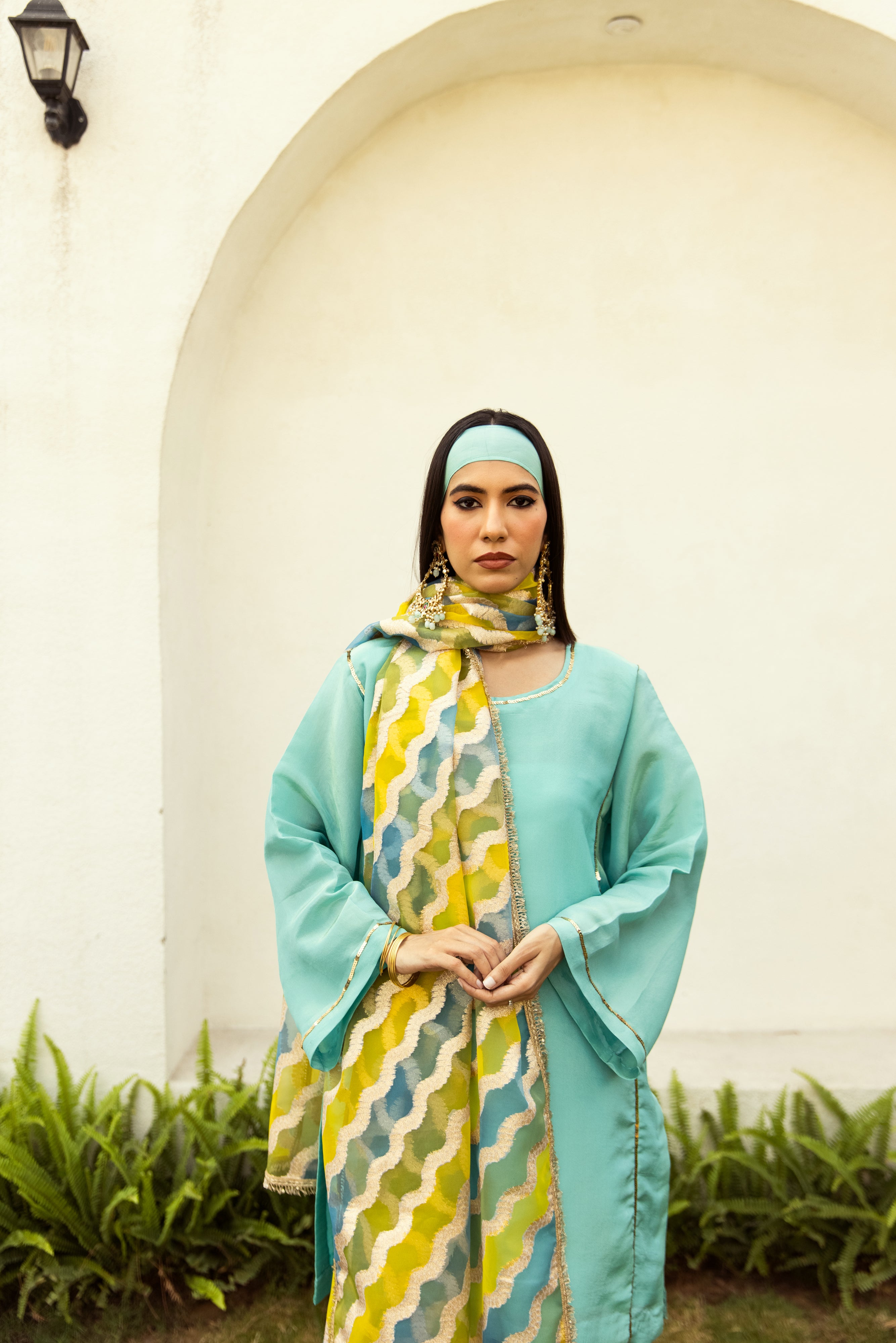 Noor Farshi Salwar Turquoise set