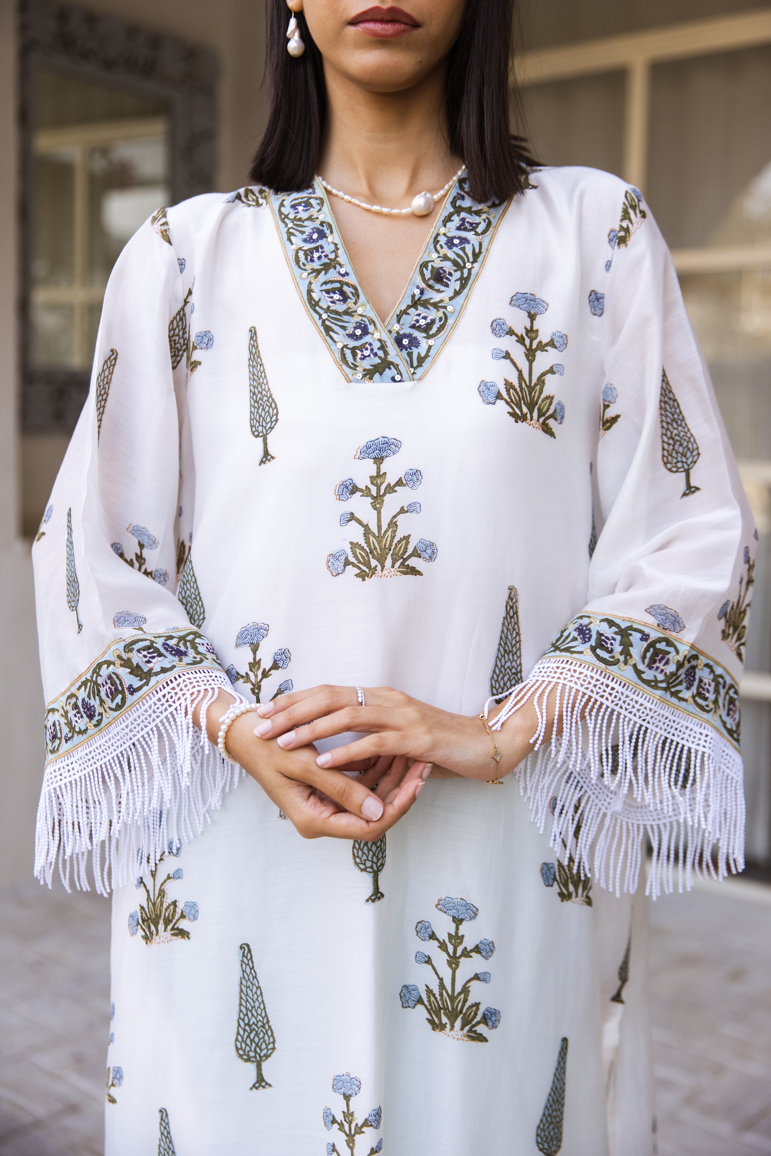 Picnic Turquoise Handblock Kurta set